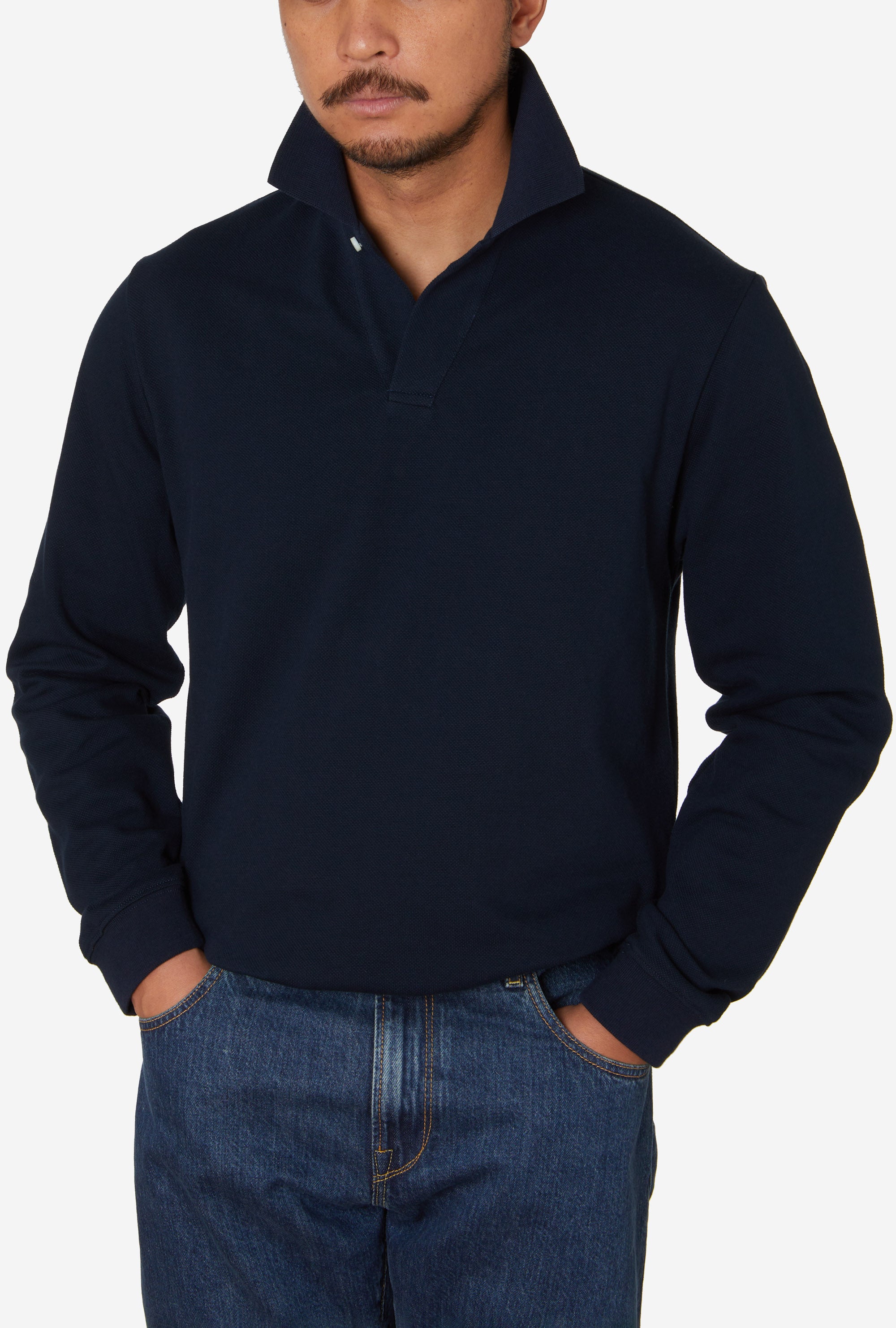 Sports Polo Long Sleeve Navy