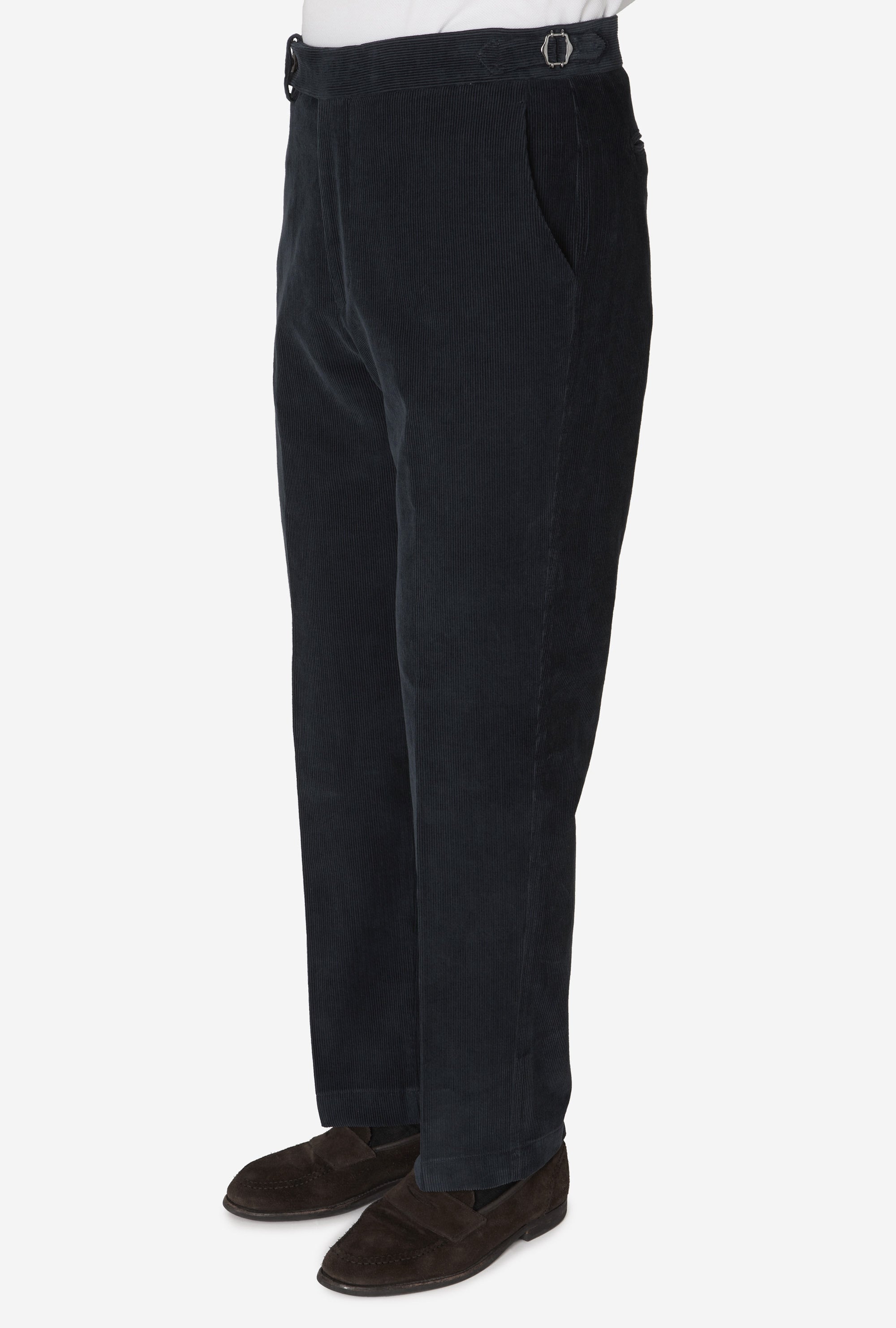 Garment Dyed Flat Front Corduroy Trouser Navy