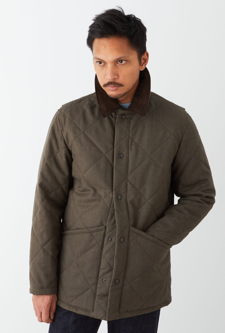 Quilted Jacket Oiled Cavalry Twill Taupe