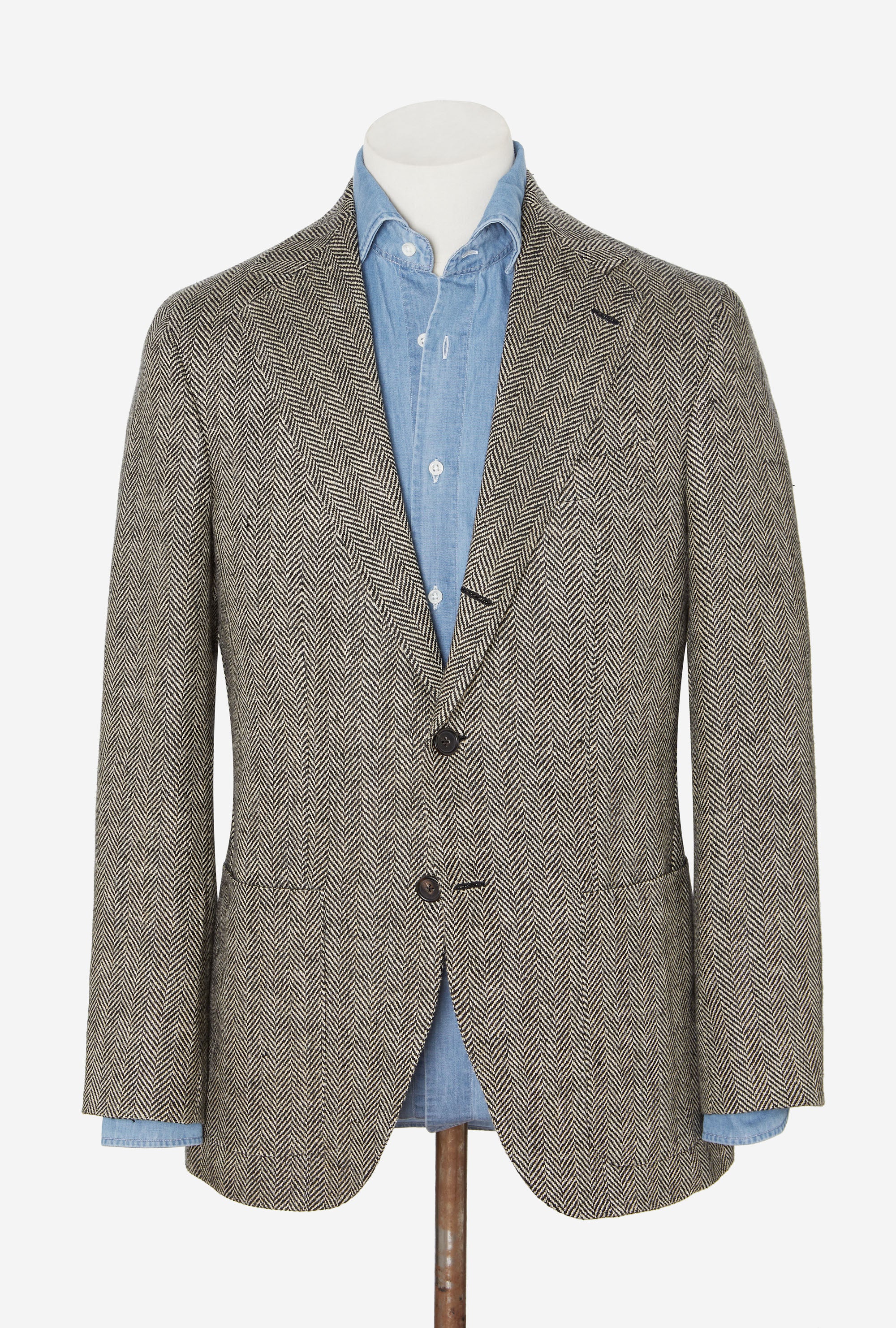 Sport Jacket Single Breasted Black Ecru Herringbone