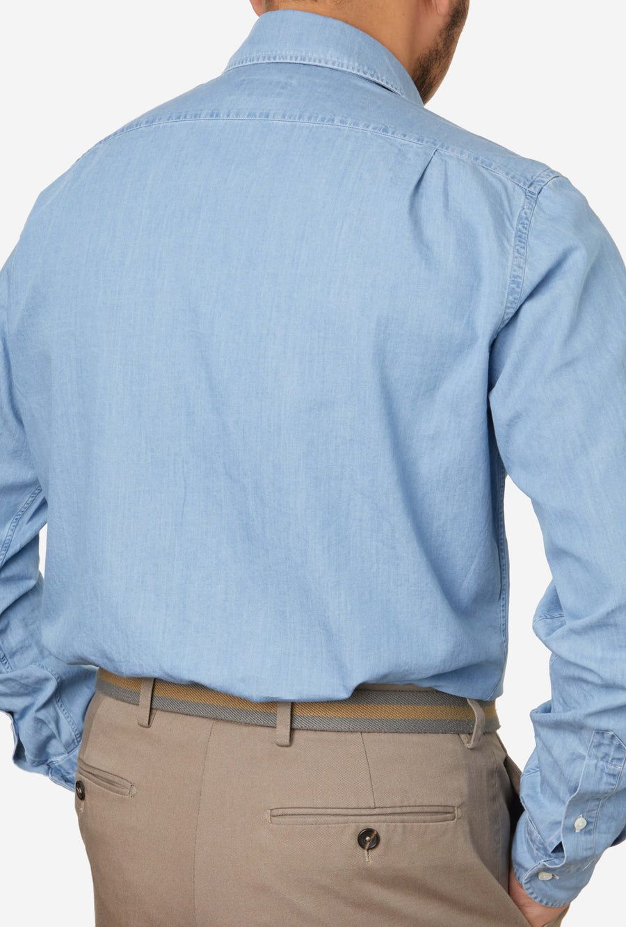 Spread Collar Shirt Light Wash Denim