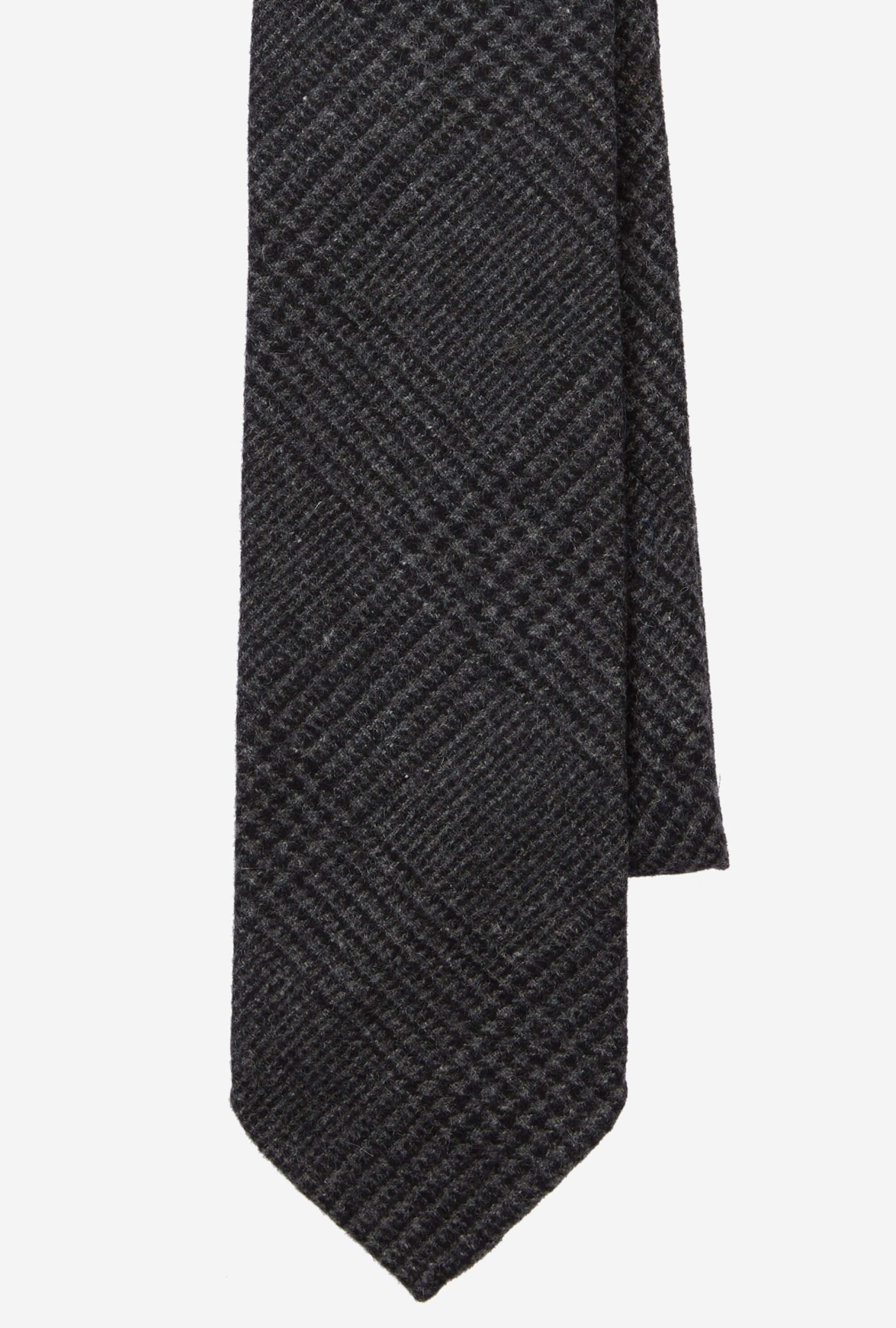 Tie Cashmere Charcoal Glen Plaid
