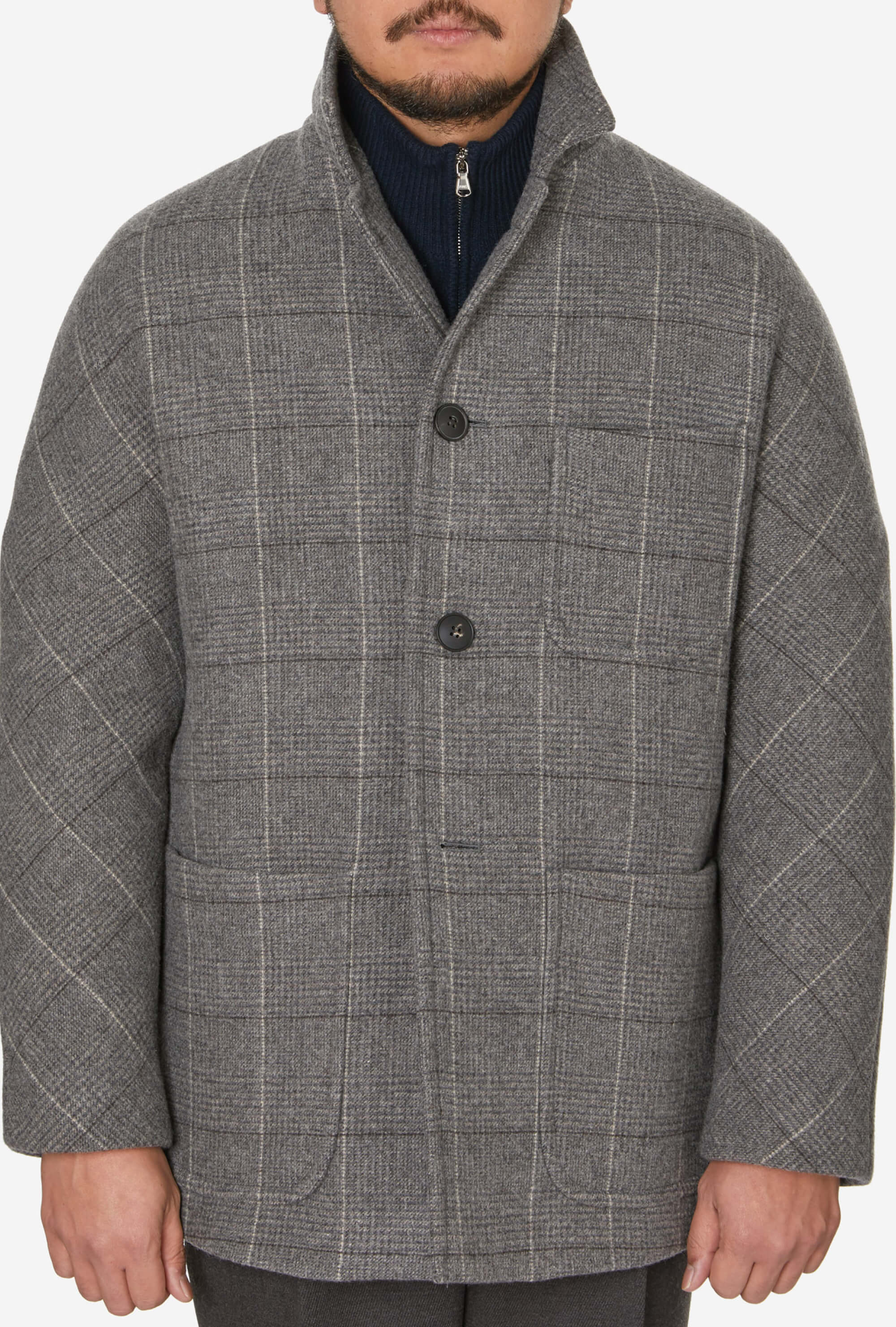 Three Bucket Pocket Jacket Grey Check