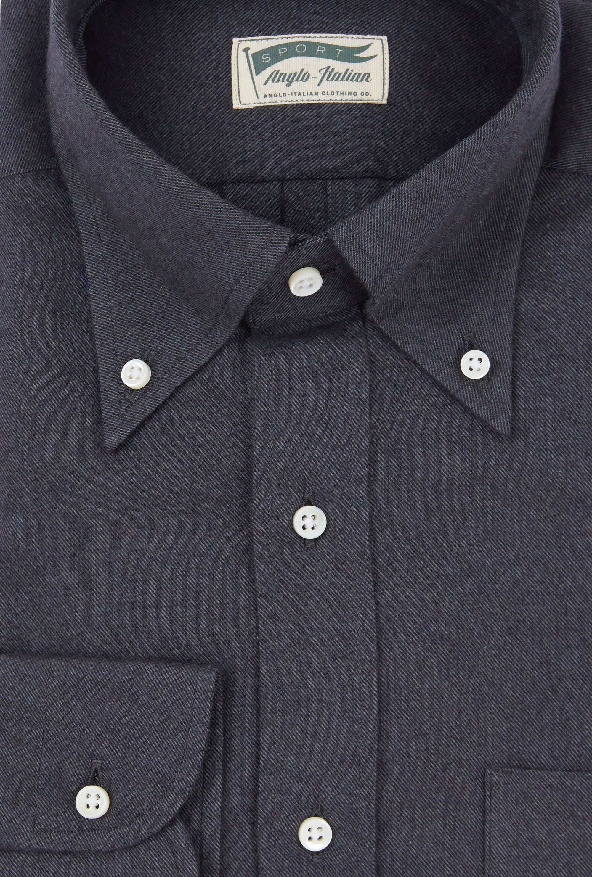 Button Down Sport Shirt Wool-Cotton Grey