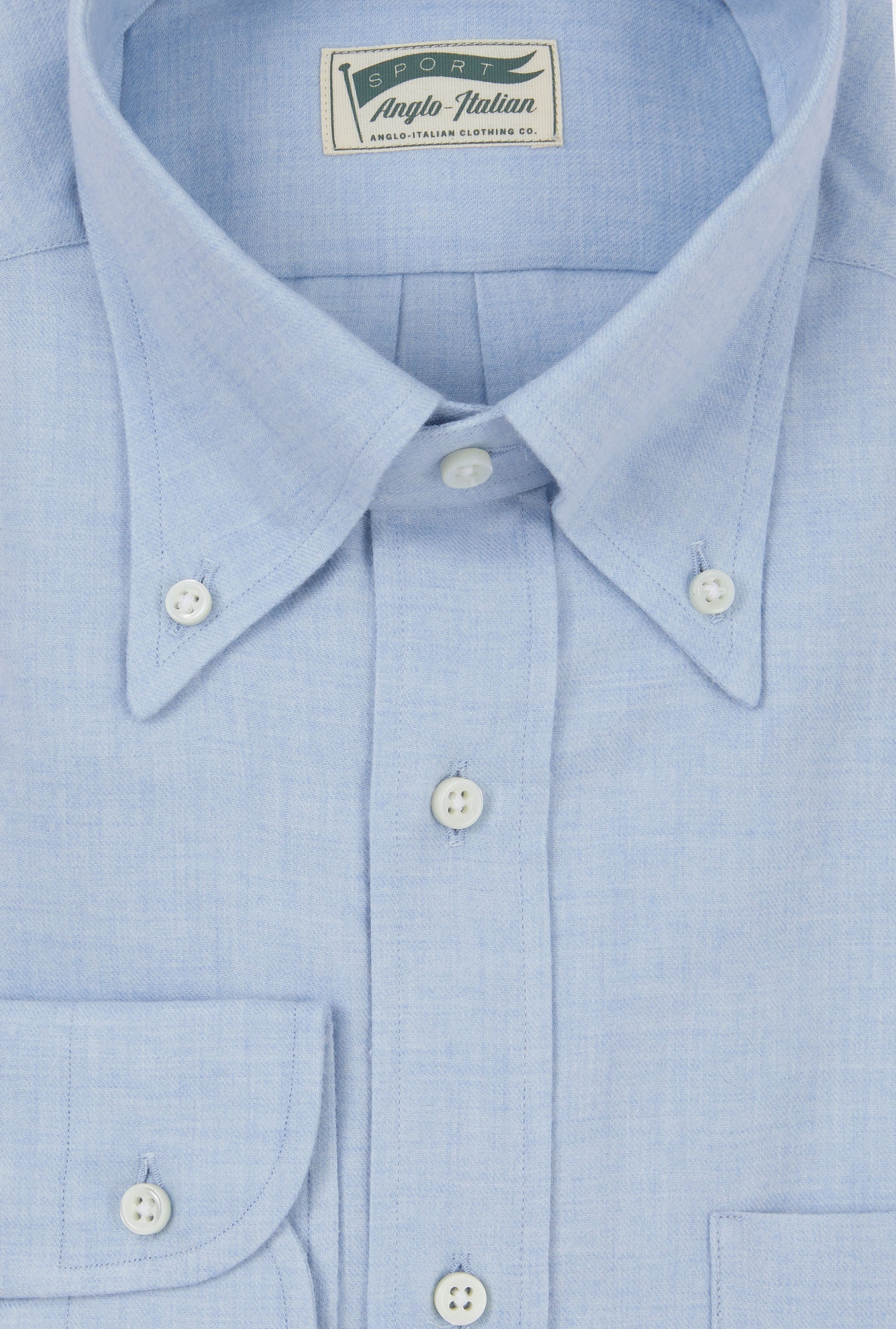 Button Down Sport Shirt Wool-Cotton Sky Blue