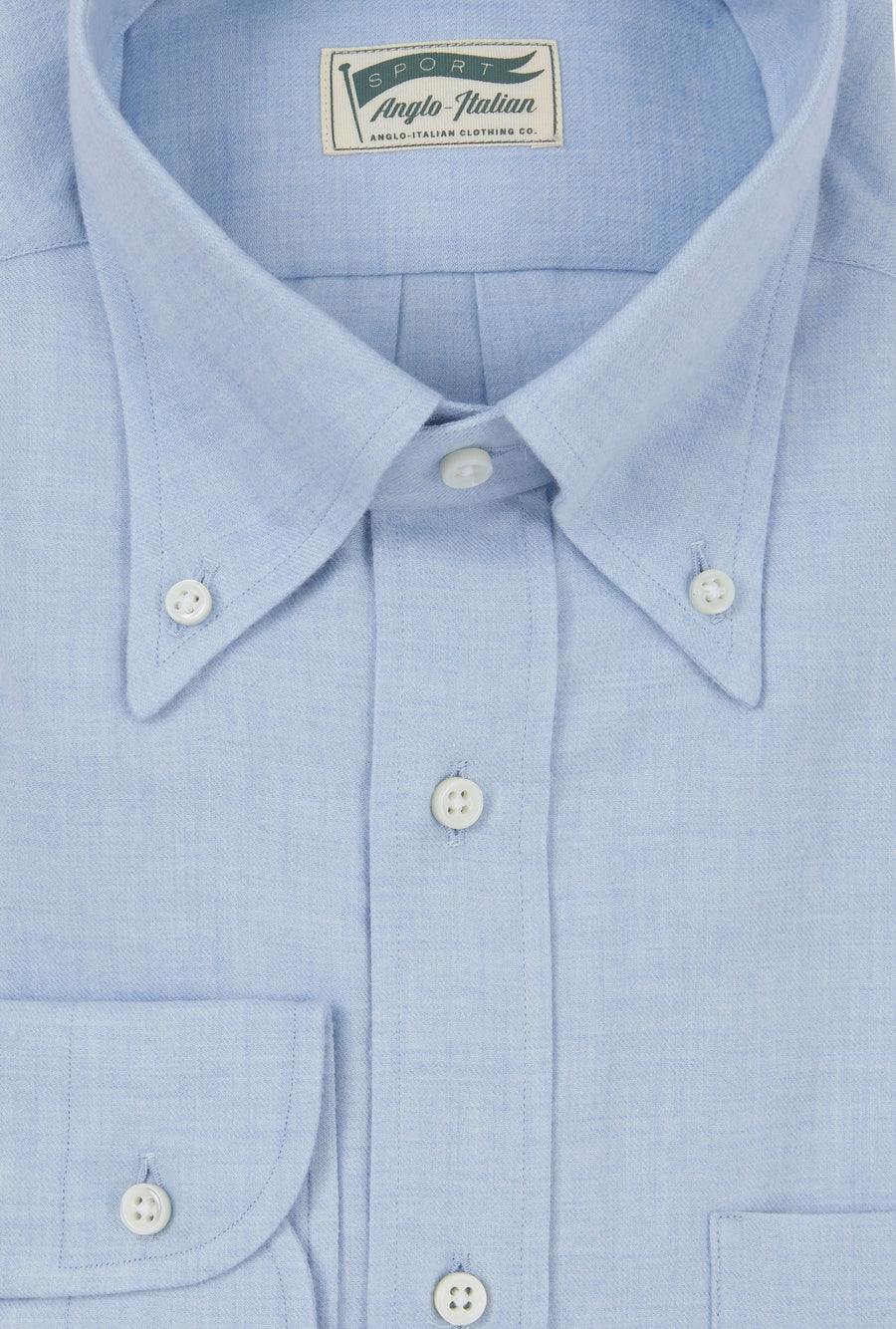 Button Down Sport Shirt Wool-Cotton Sky Blue