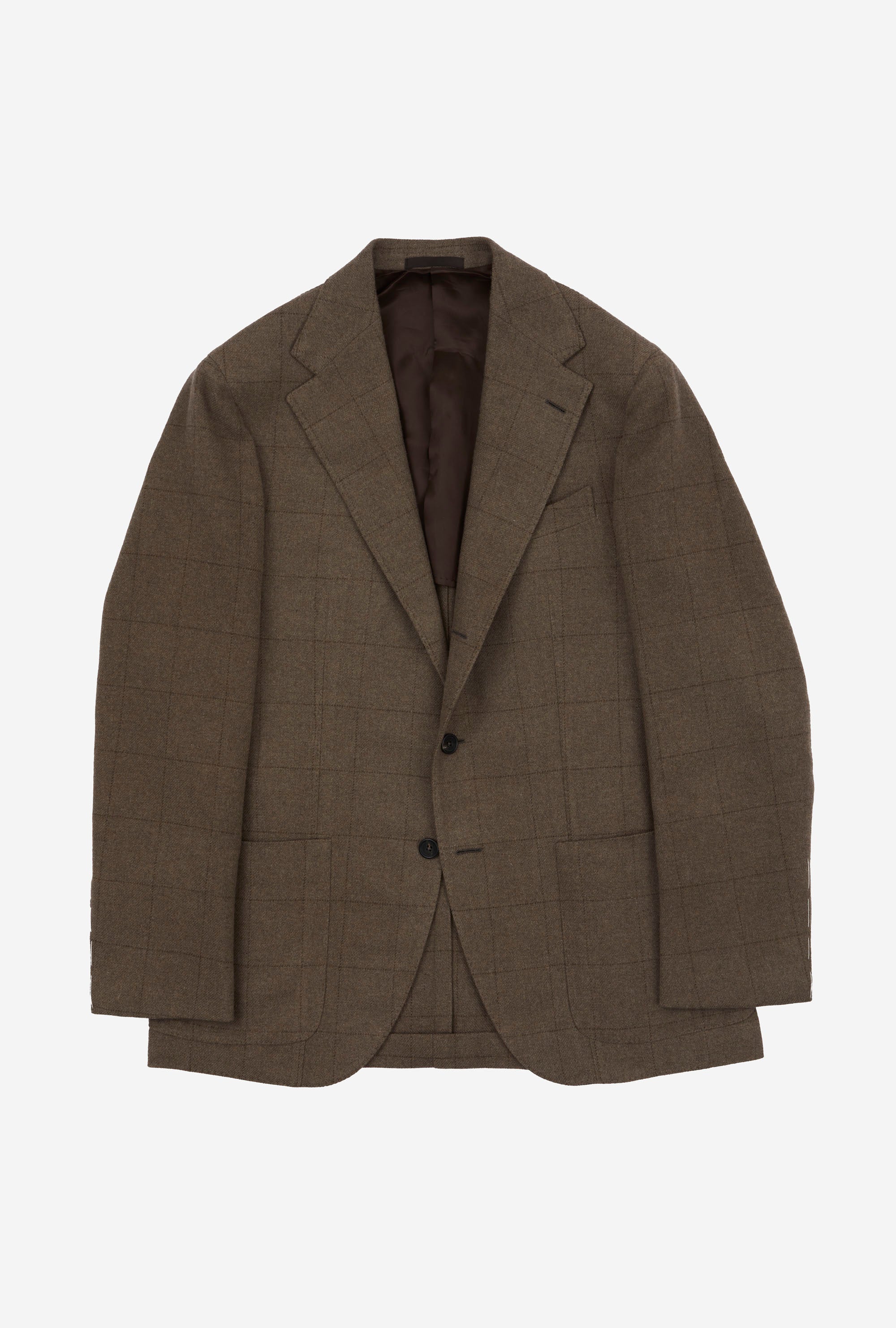 Sport Jacket Wool Taupe Brown Windowpane