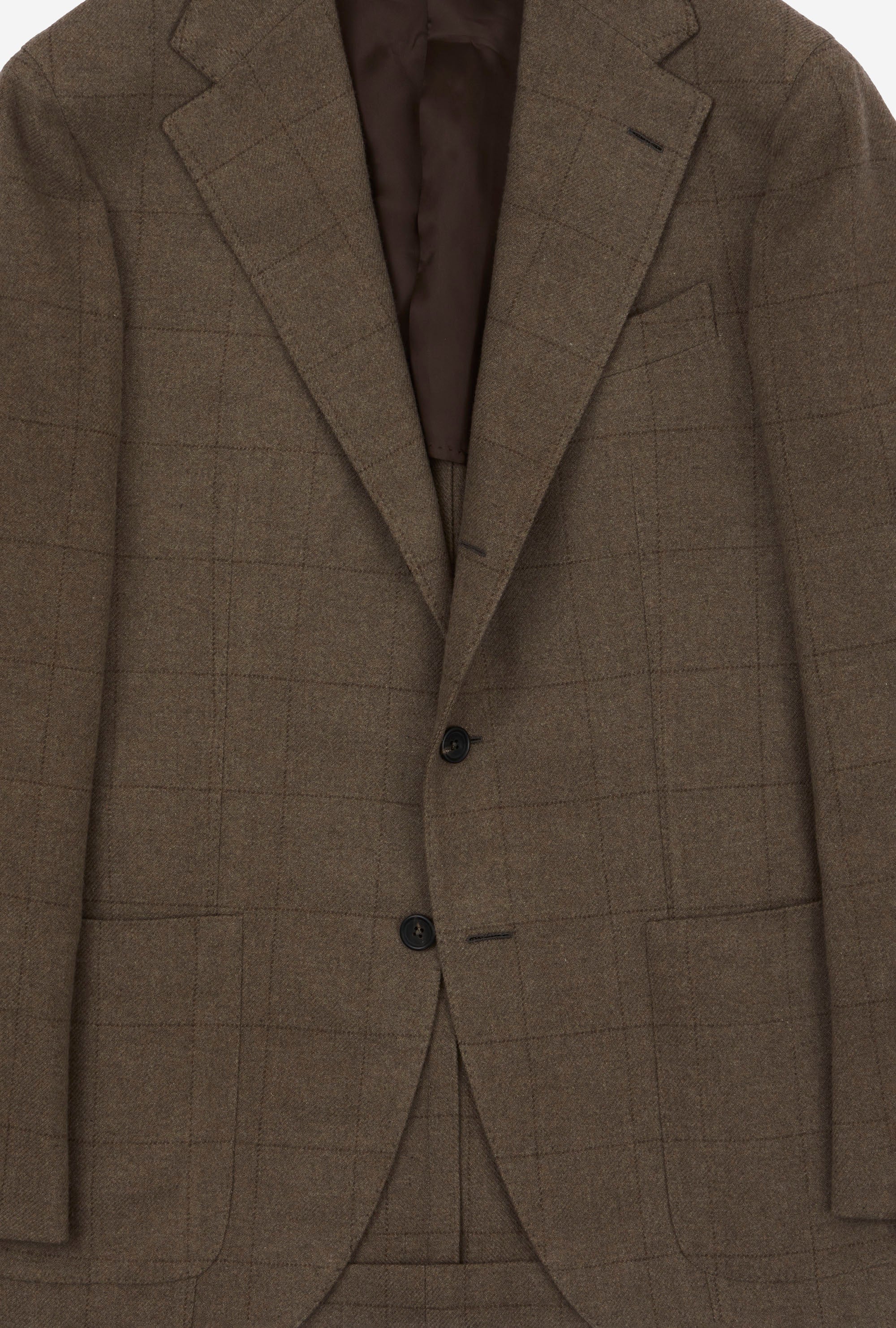 Sport Jacket Wool Taupe Brown Windowpane