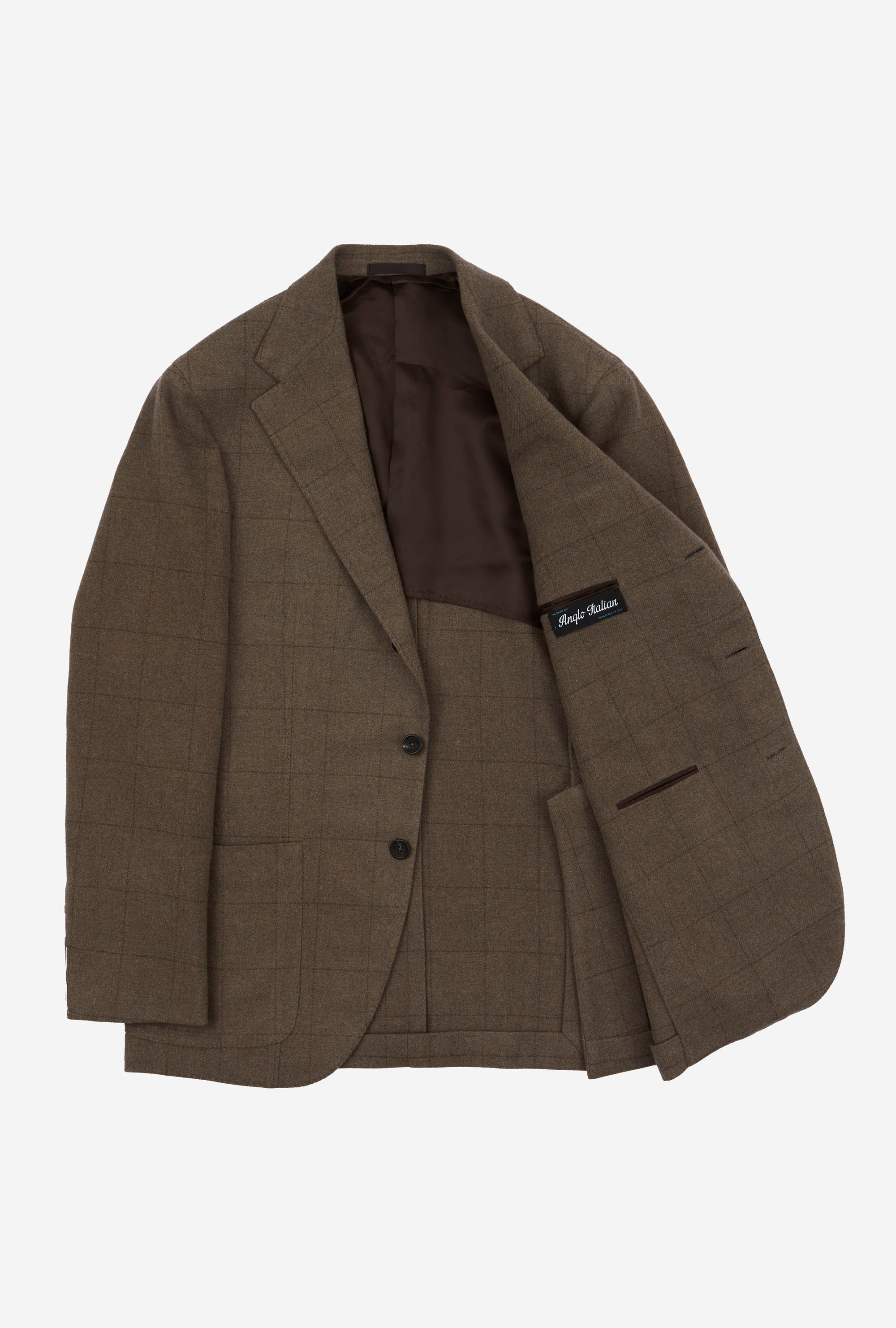 Sport Jacket Wool Taupe Brown Windowpane