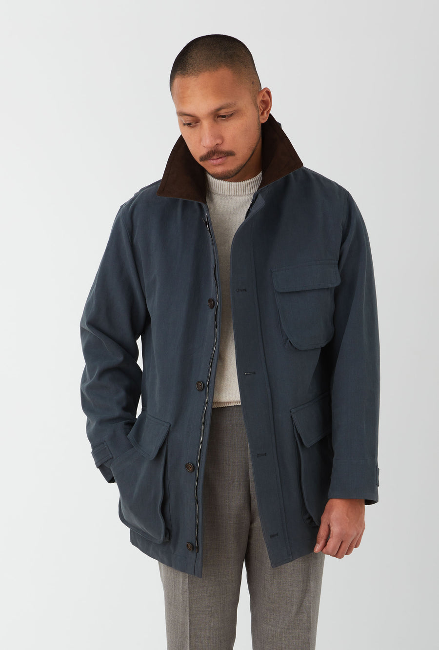 Barn Jacket Unlined Cotton Canvas Slate Blue