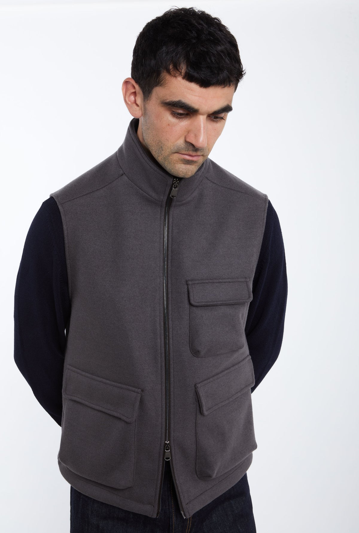Gilet Wool Jersey Taupe