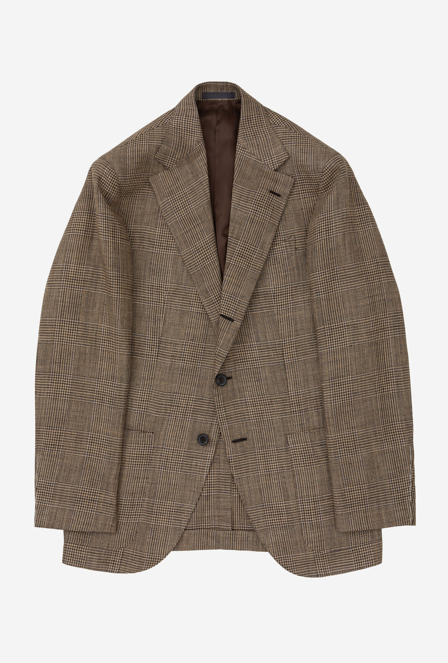 Sport Jacket Silk-Linen Sand Glen Plaid Royal Blue Overcheck