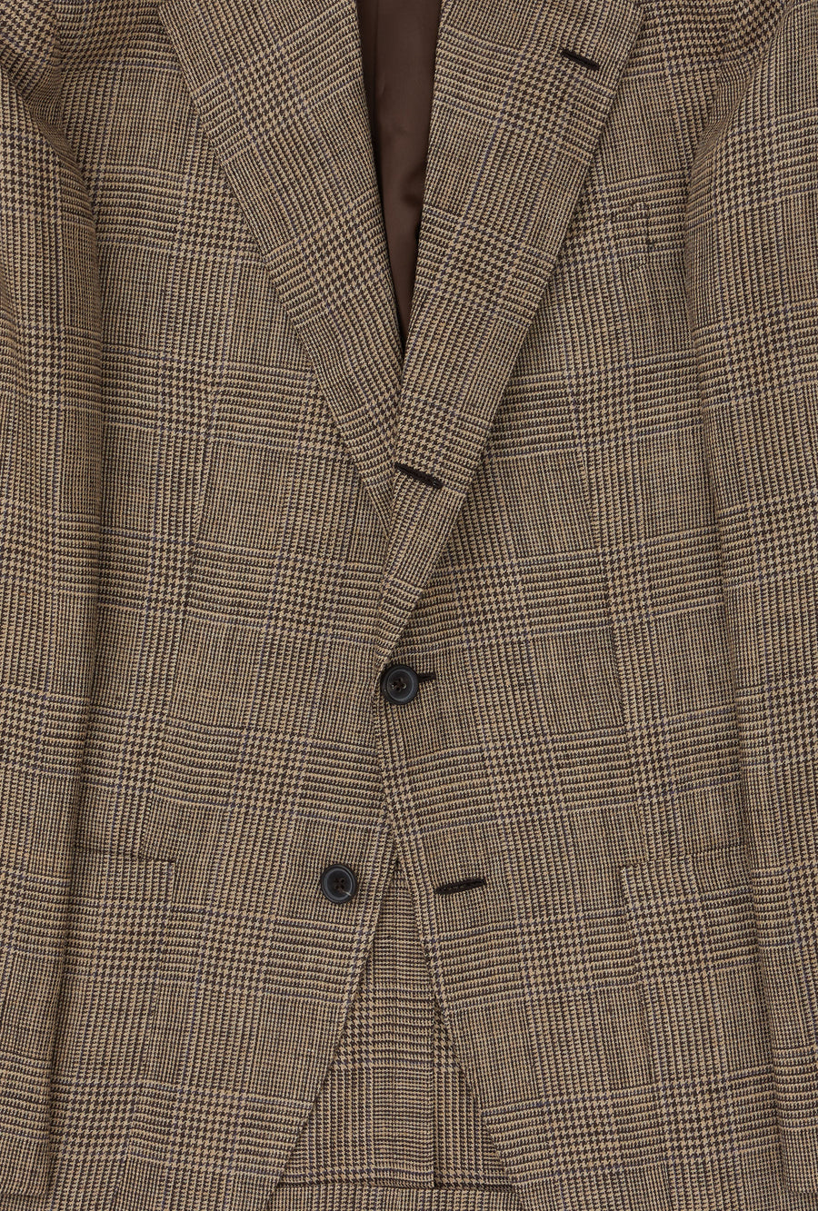Sport Jacket Silk-Linen Sand Glen Plaid Royal Blue Overcheck