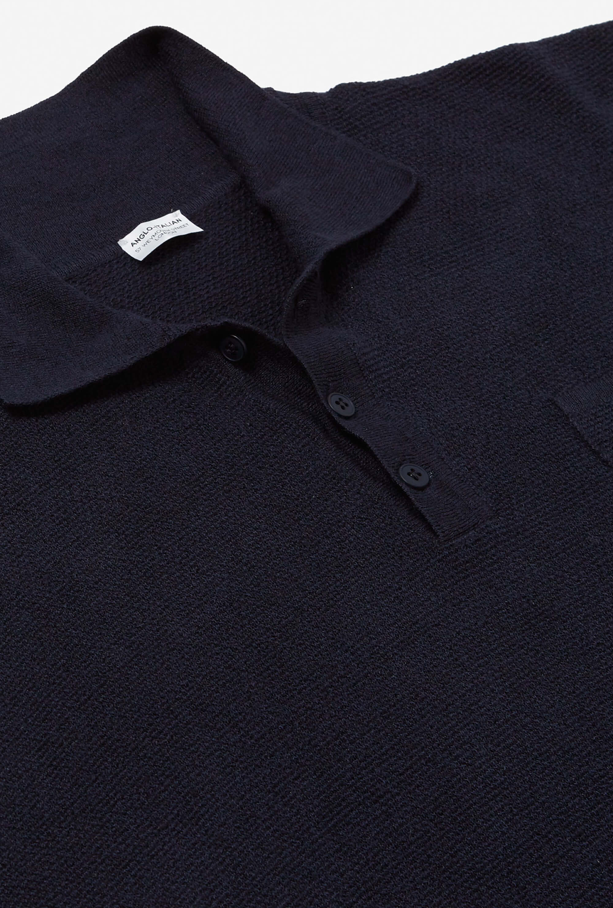 Knitted Polo Cotton Linen Navy