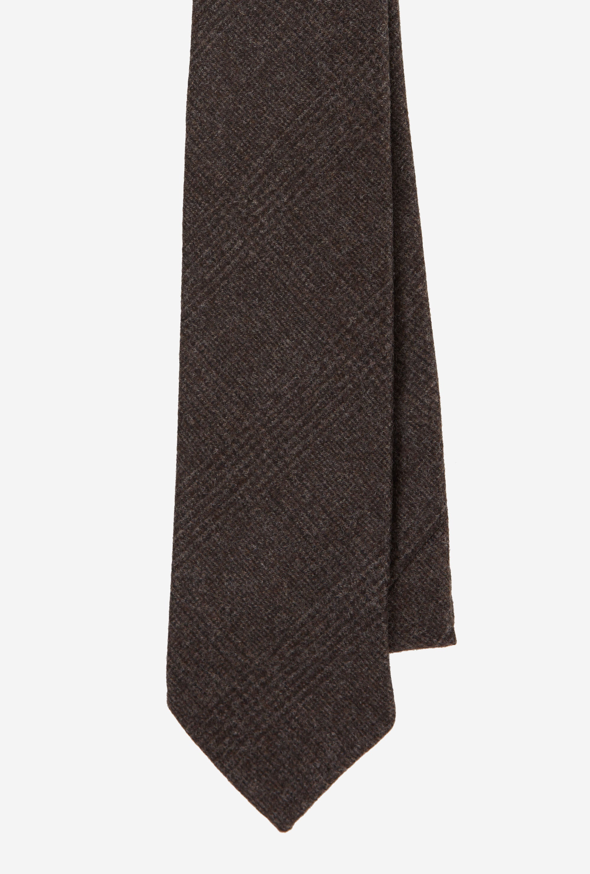 Tie Wool-Cashmere Brown Glen Plaid