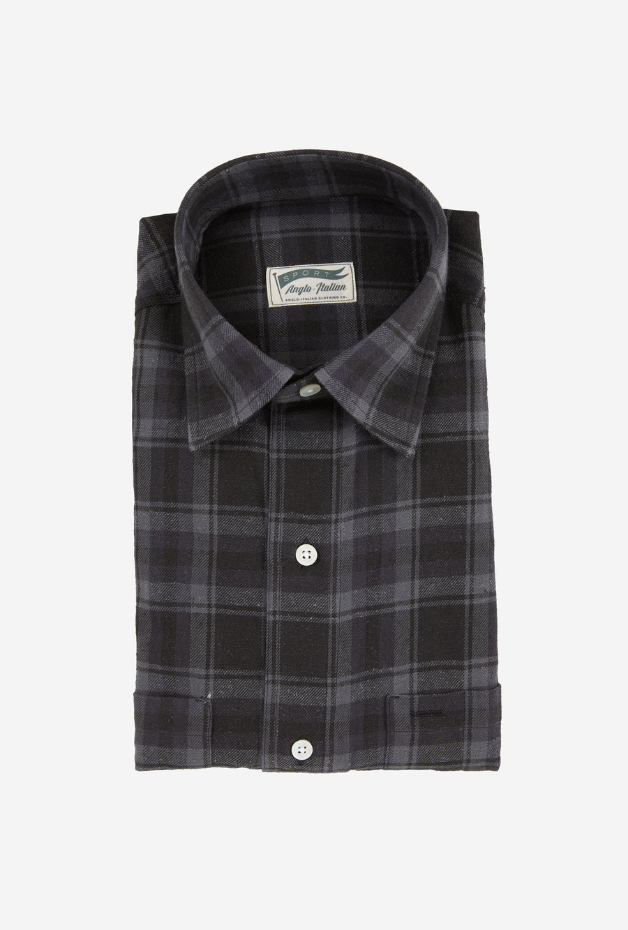 Mechanics Shirt Cotton Silk Charcoal Navy Black Check