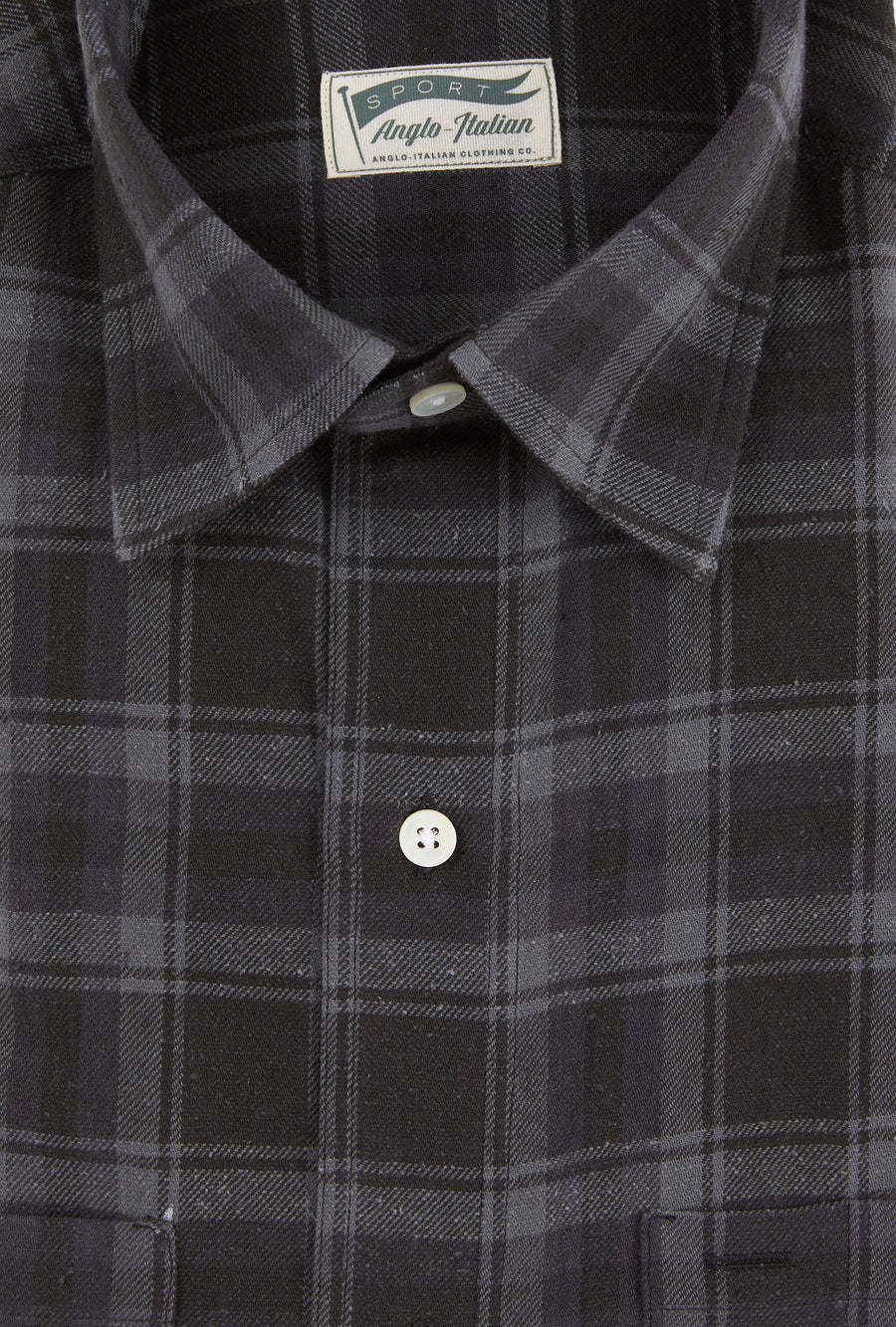 Mechanics Shirt Cotton Silk Charcoal Navy Black Check