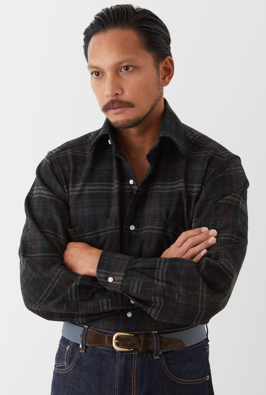 Mechanics Shirt Wool Charcoal Forest Rust Check