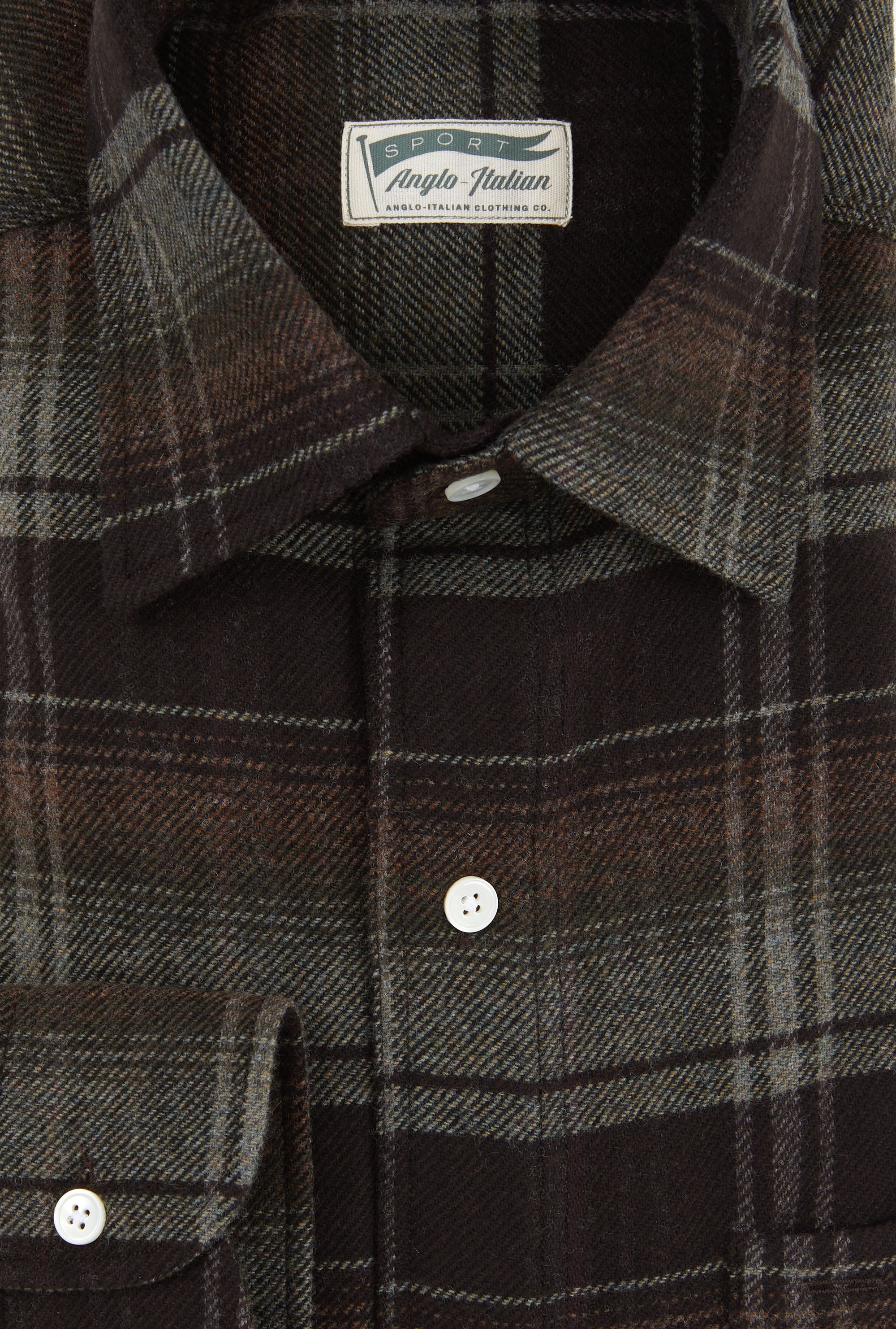 Mechanics Shirt Wool Moss Brown Check