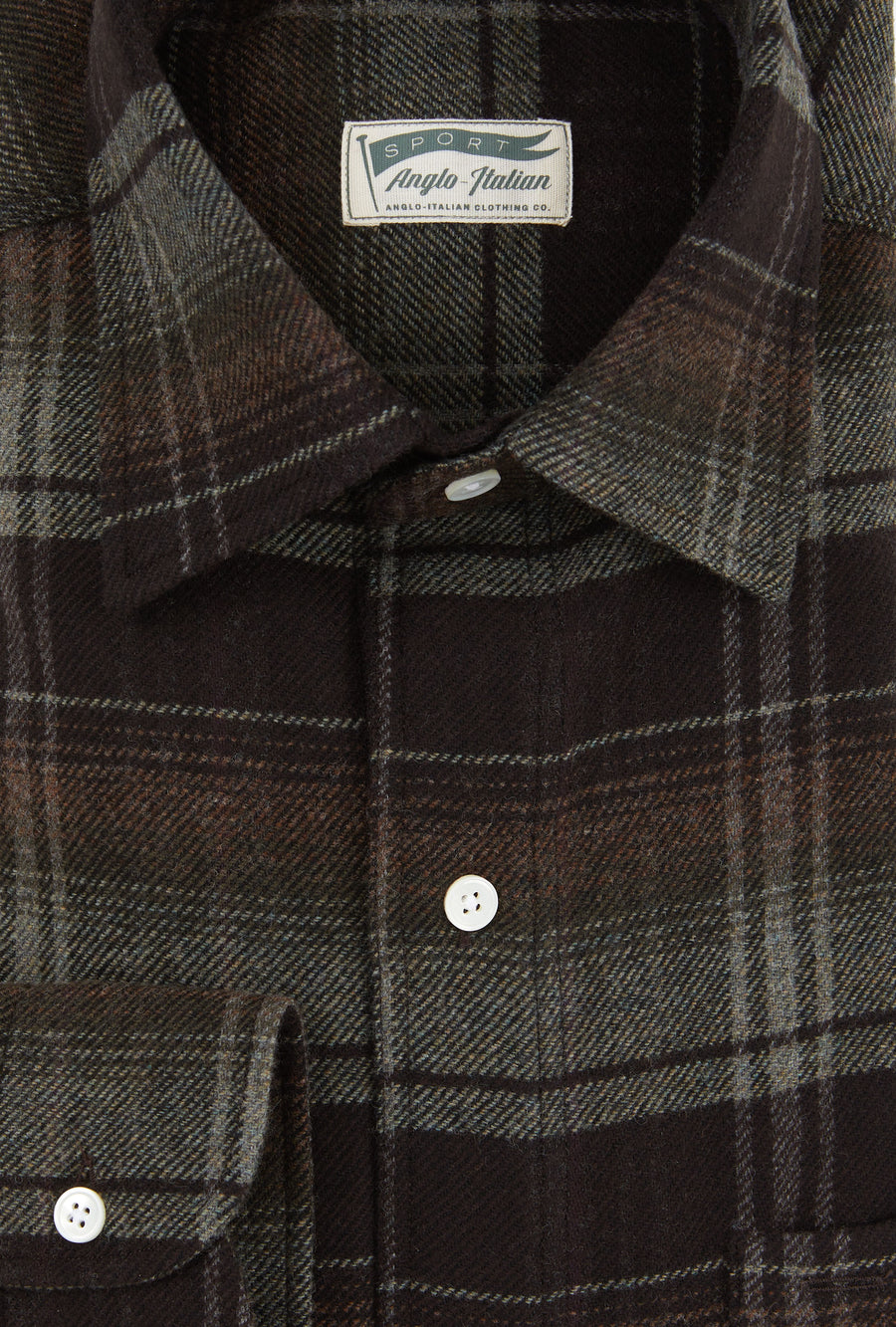 Mechanics Shirt Wool Moss Brown Check