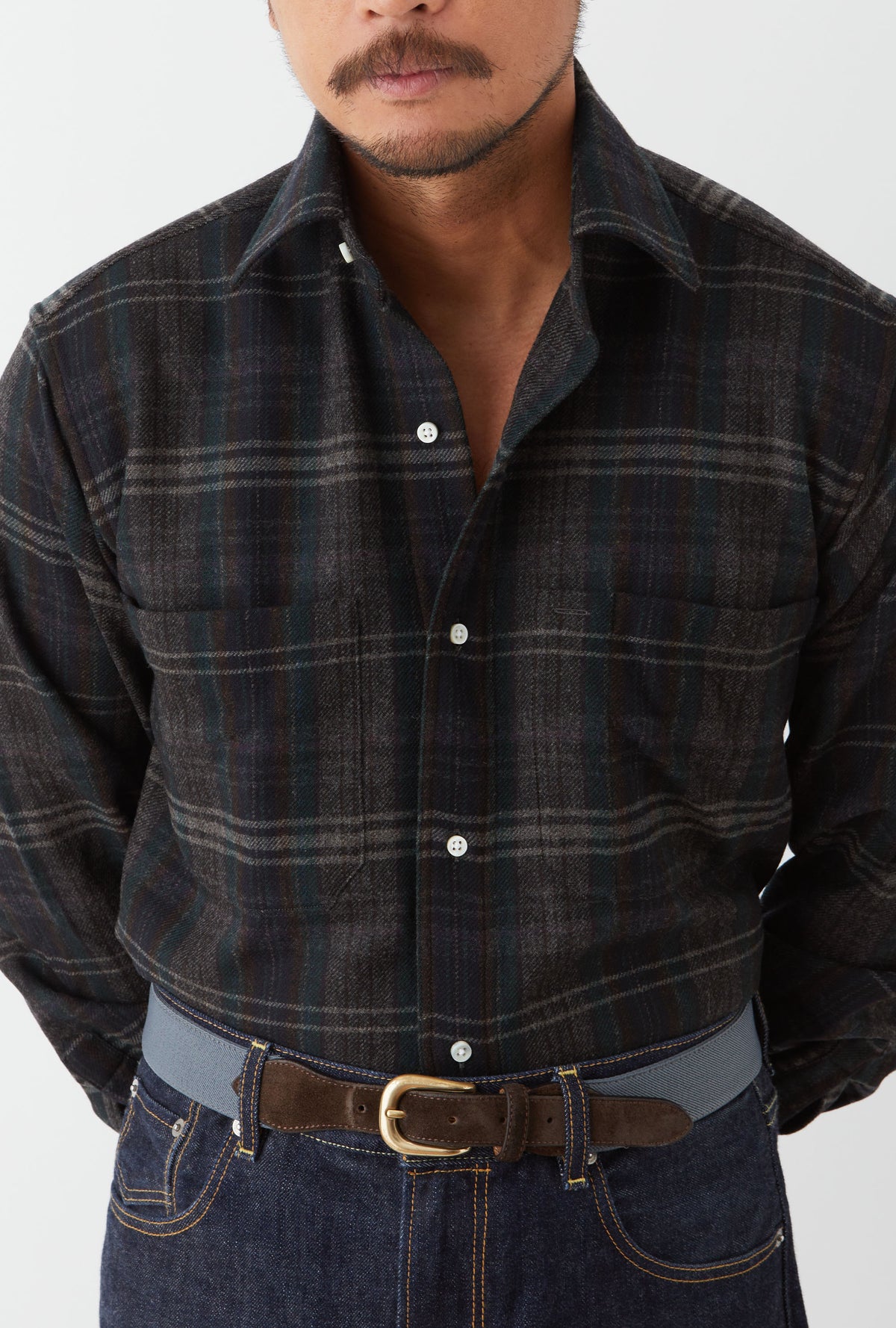 Mechanics Shirt Wool Charcoal Forest Rust Check