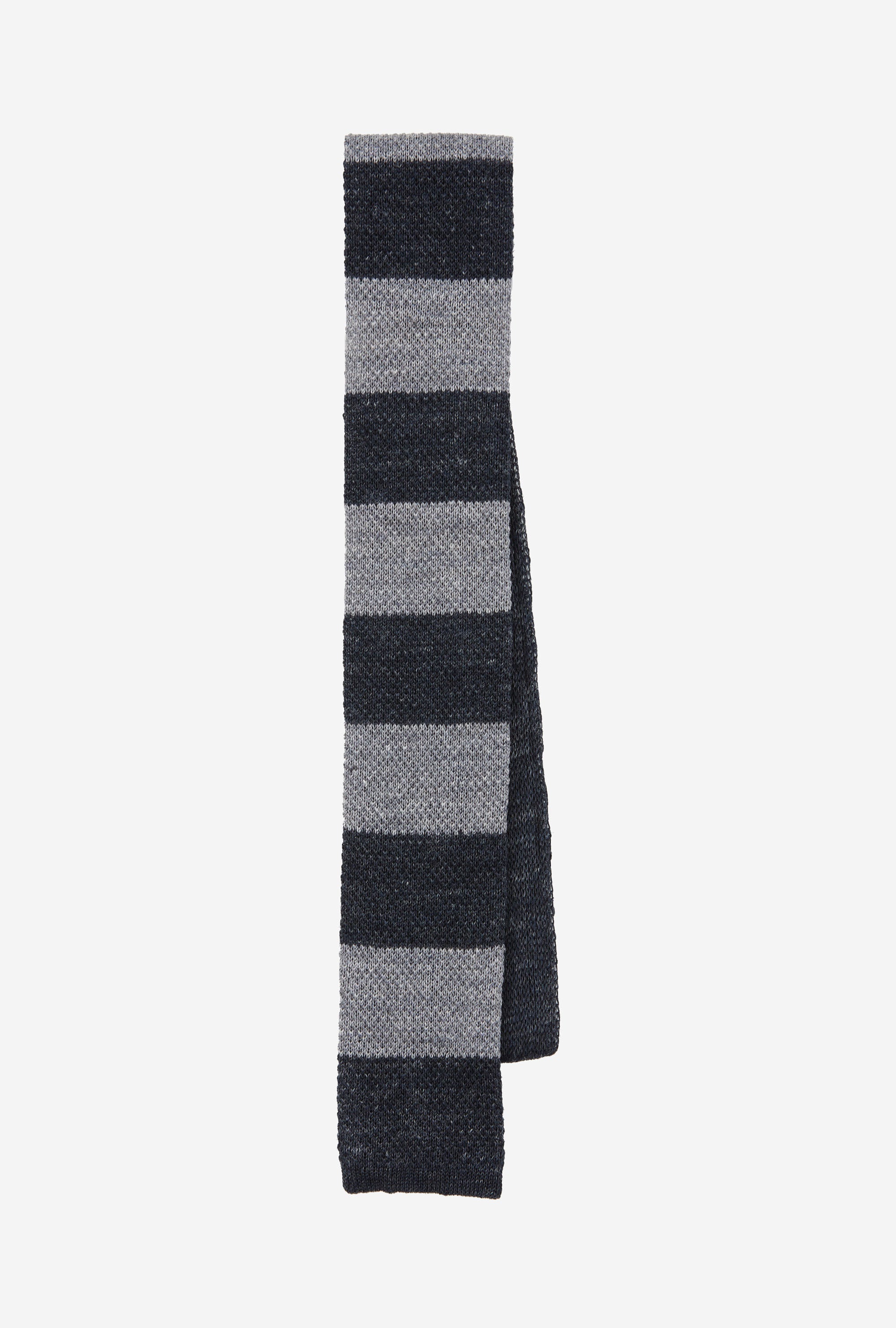 Knit Tie Linen Ink Grey Stripe