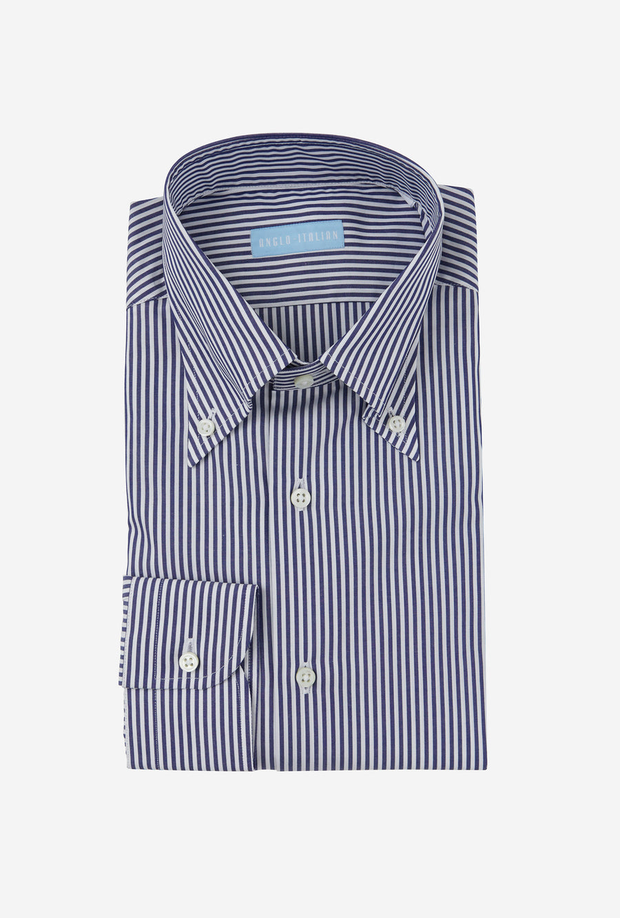 Button Down Cotton Poplin Shirt Navy Stripe