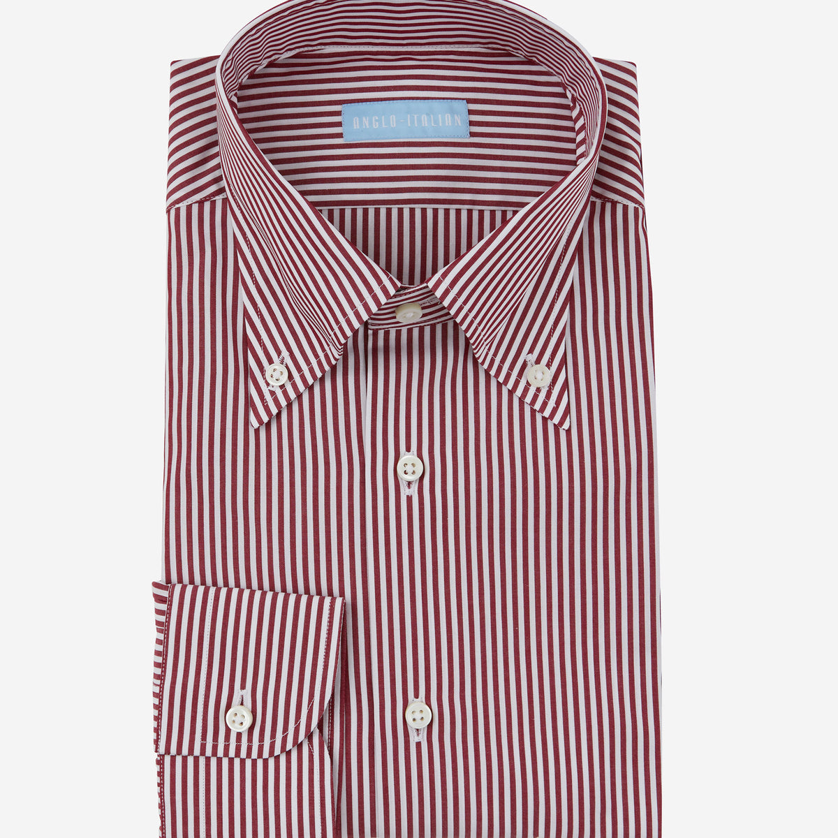 Button Down Cotton Poplin Shirt Red Stripe