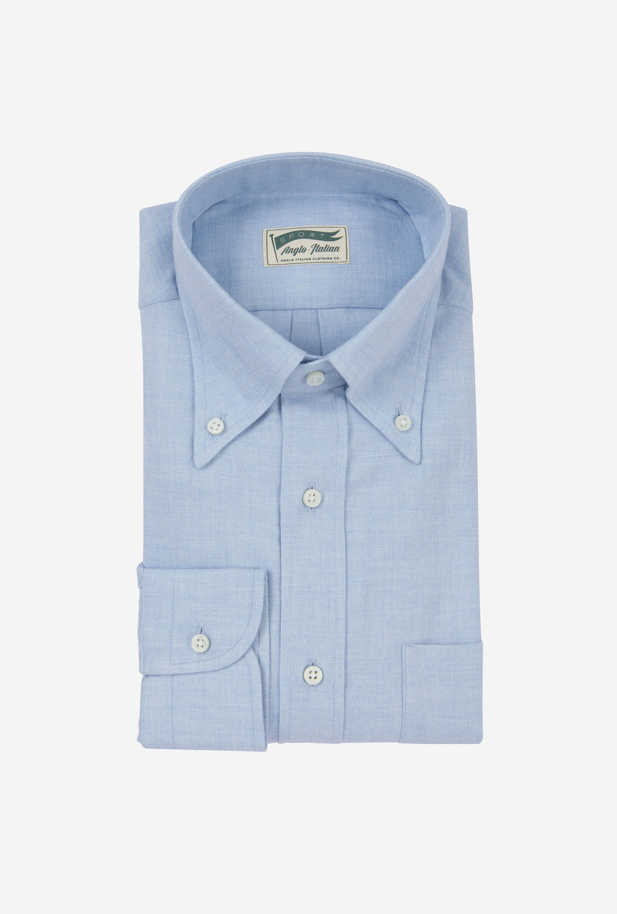 Button Down Sport Shirt Wool-Cotton Sky Blue