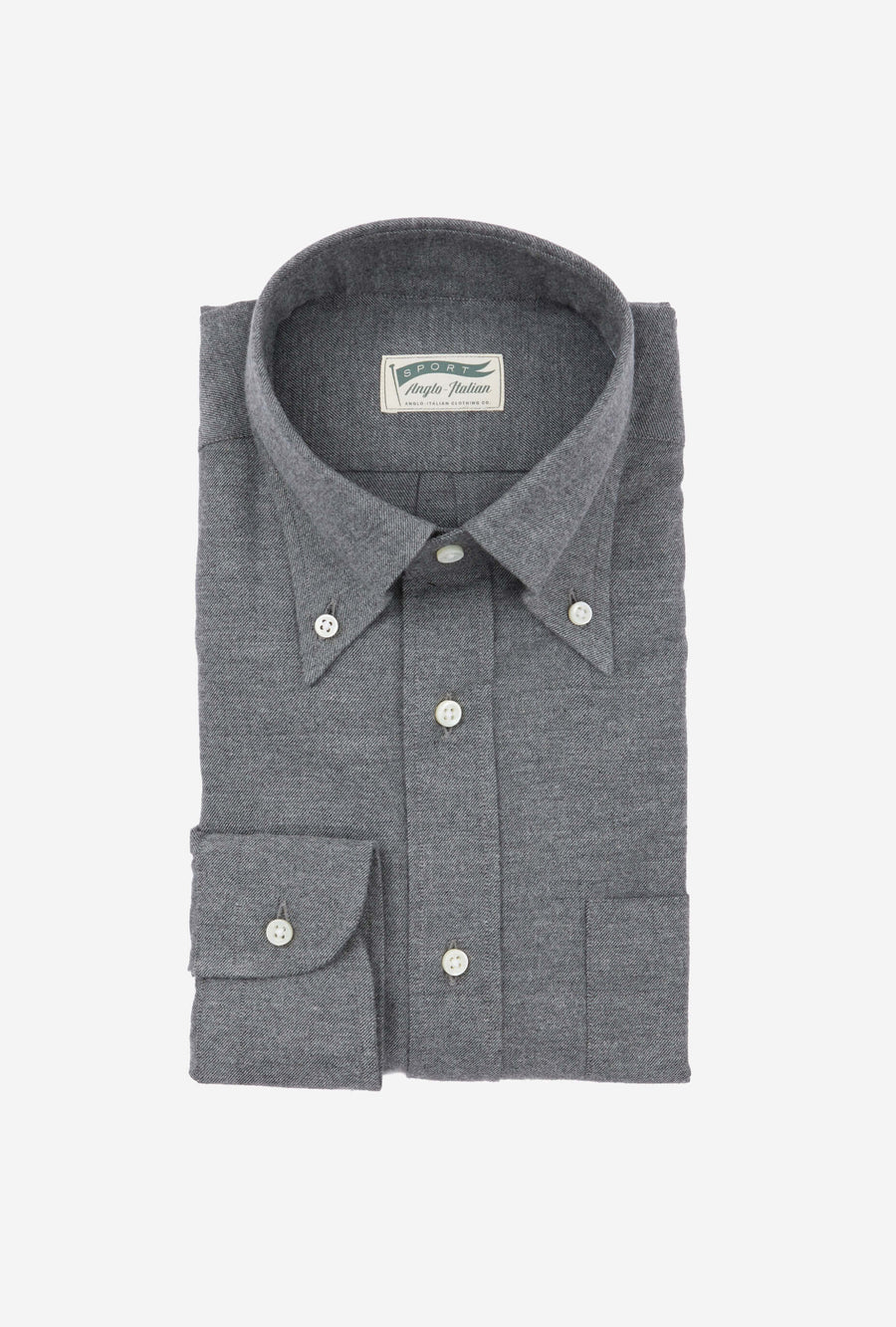 Button Down Sport Shirt Brushed Cotton Grey