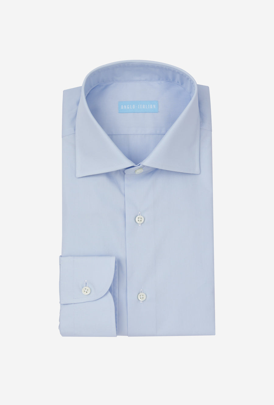 Spread Collar Shirt Cotton Poplin Sky Blue