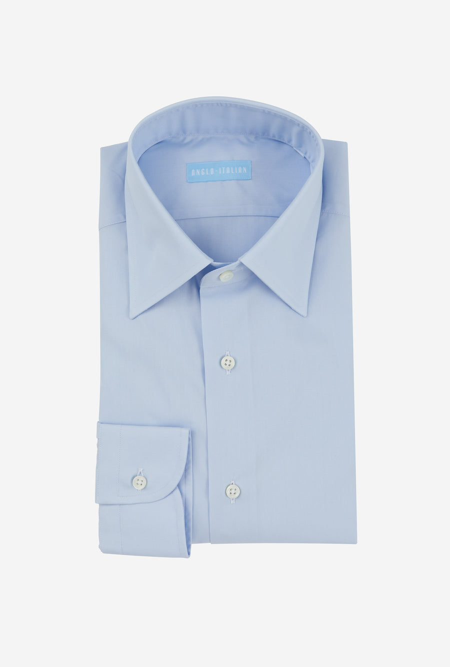 Point Collar Shirt Cotton Poplin Sky Blue