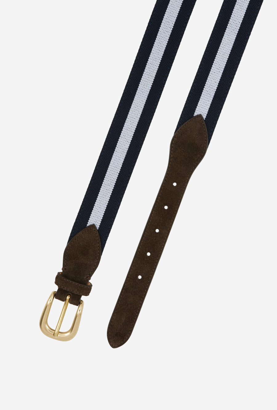 Webbed Belt Canvas Suede Navy White Stripe