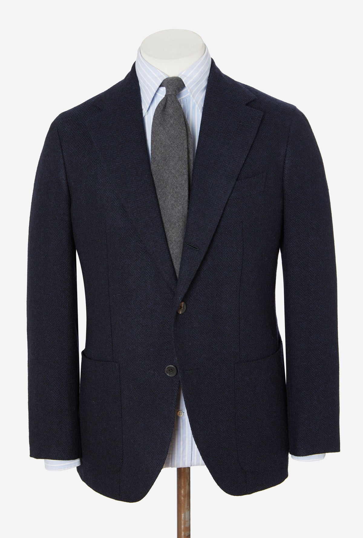 Sport Jacket Wool Navy Herringbone