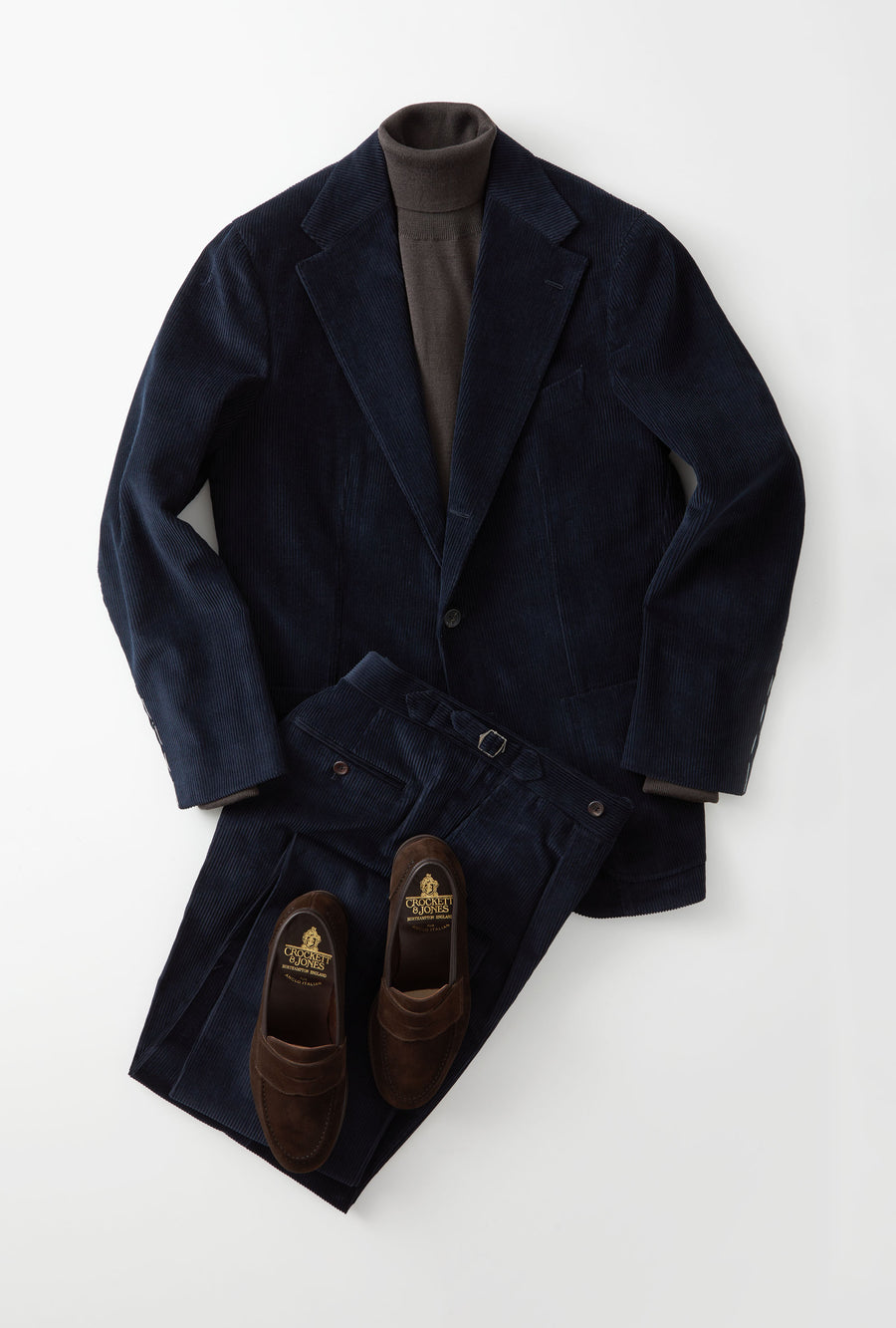 Suit Single Breasted Navy Corduroy