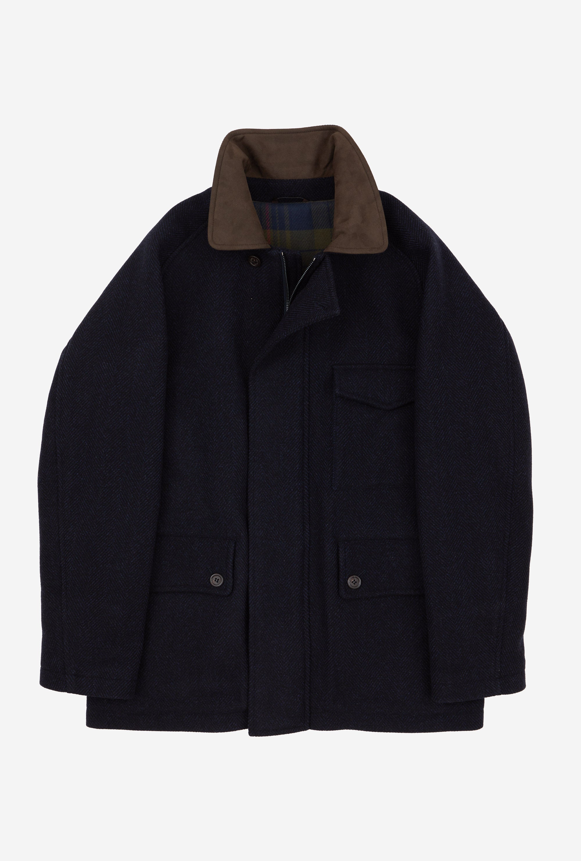 Country Coat Wool-Cashmere Navy Herringbone