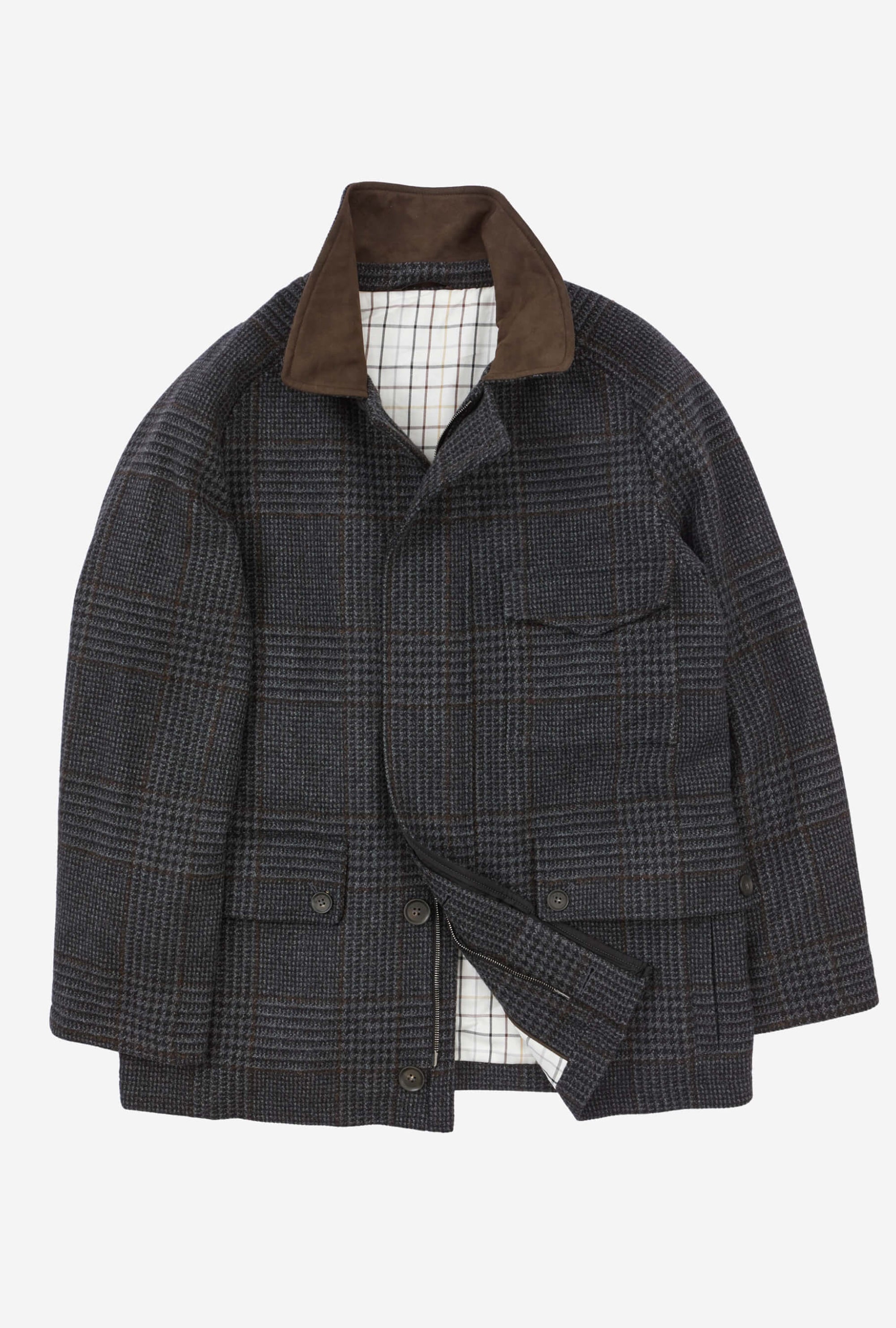 Country Coat Charcoal Glen Plaid Ochre Overcheck