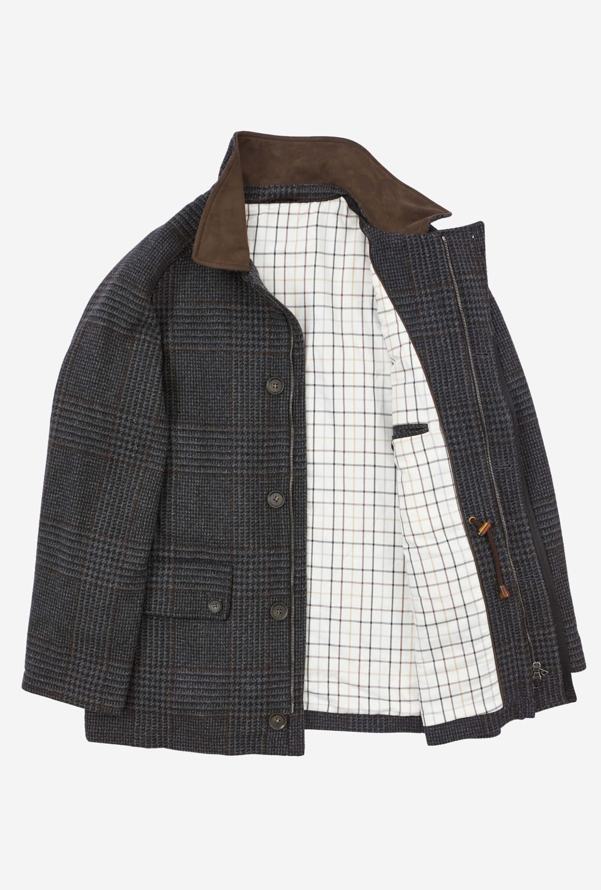 Country Coat Charcoal Glen Plaid Ochre Overcheck