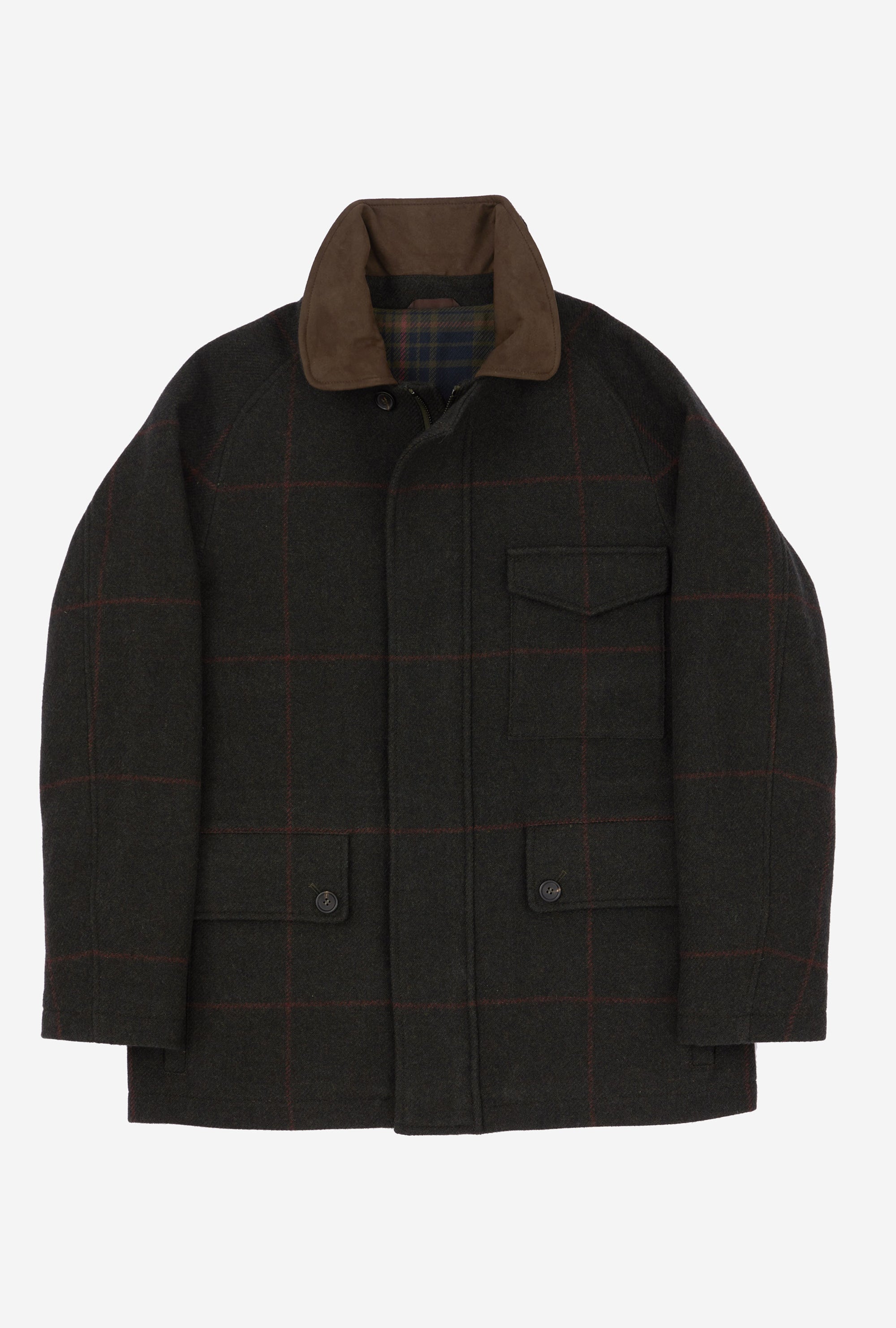 Country Coat Wool Forest Red Overcheck