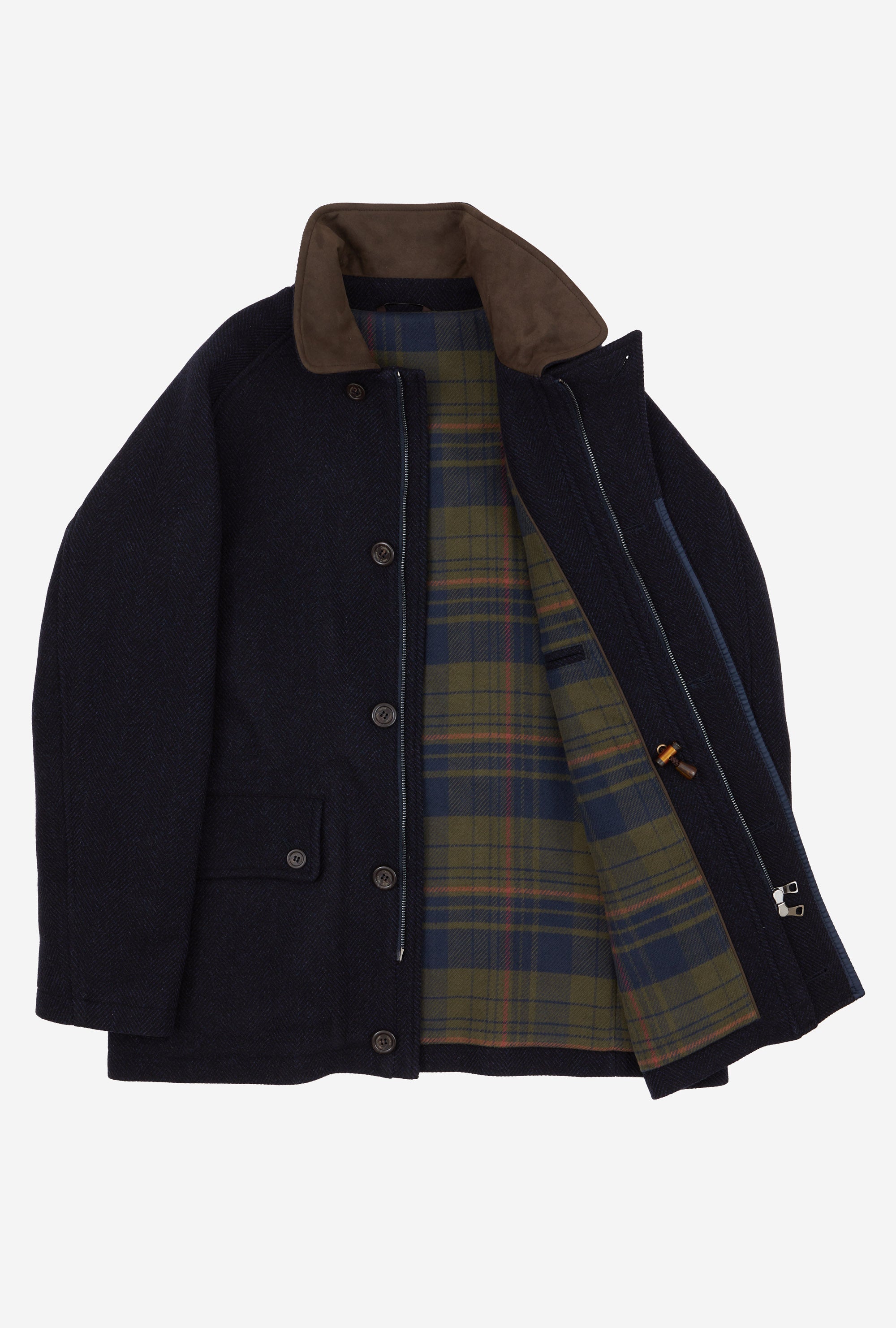 Country Coat Wool-Cashmere Navy Herringbone