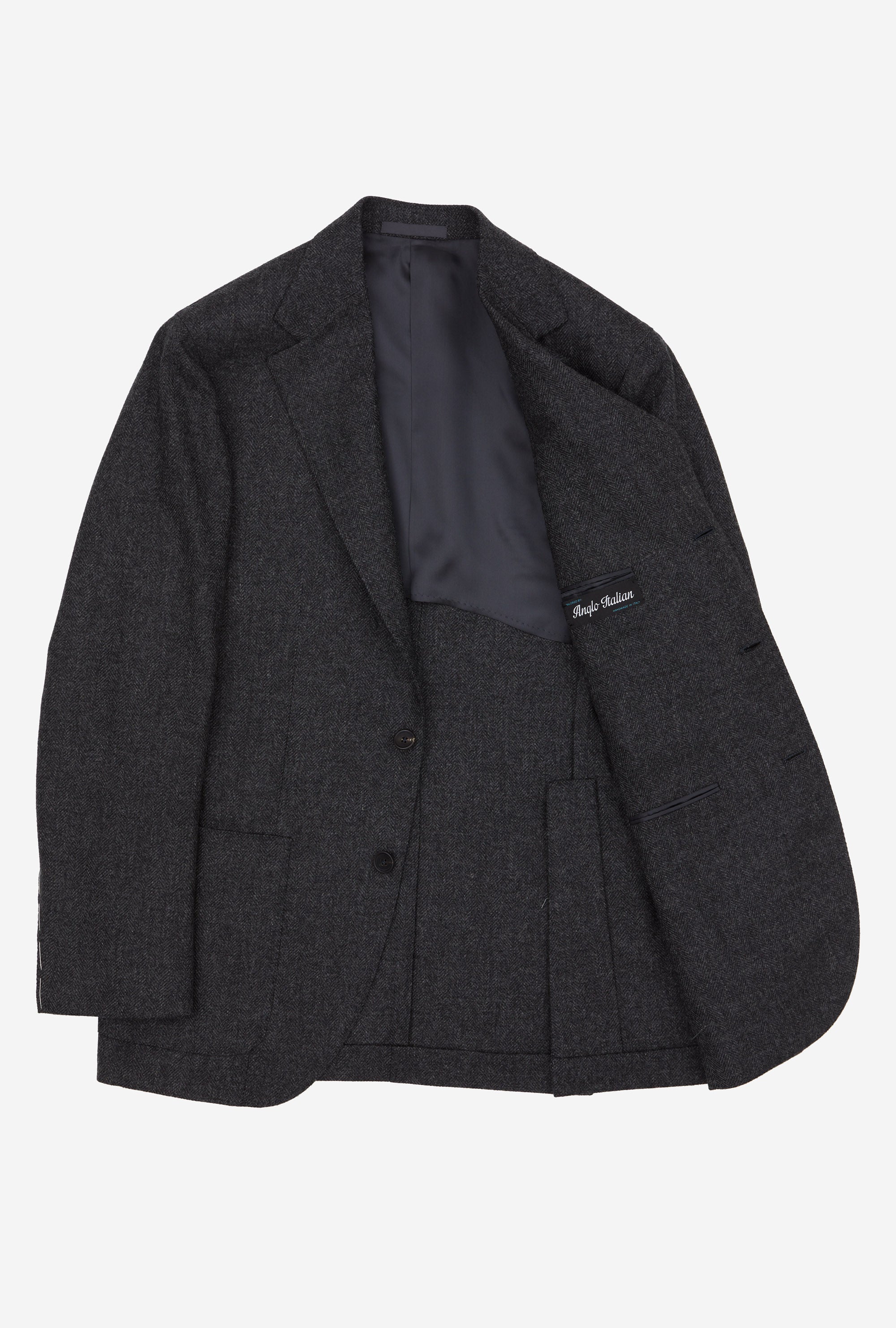 Sport Jacket Wool Herringbone Charcoal