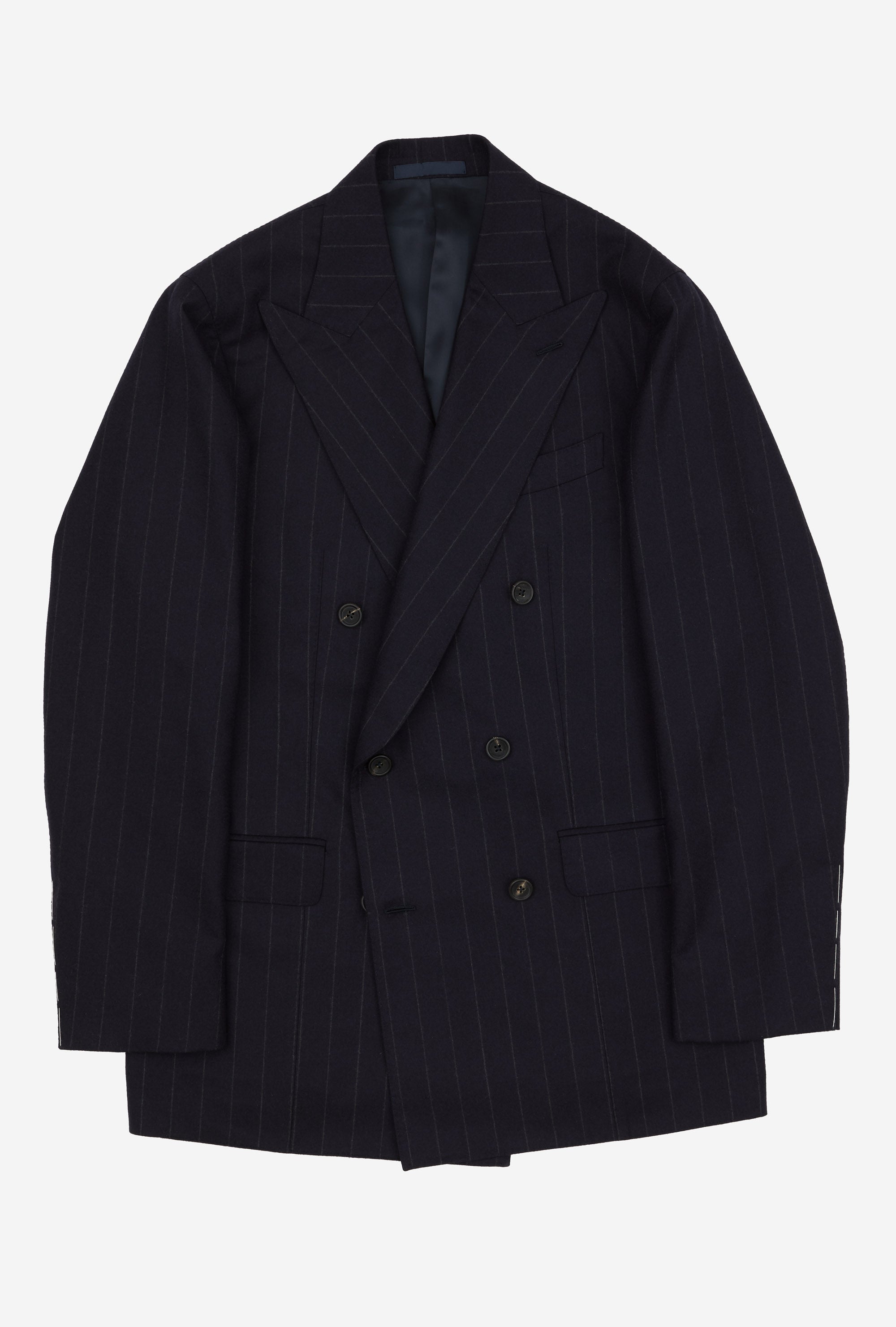 Suit Double Breasted Navy Chalk Stripe Flannel