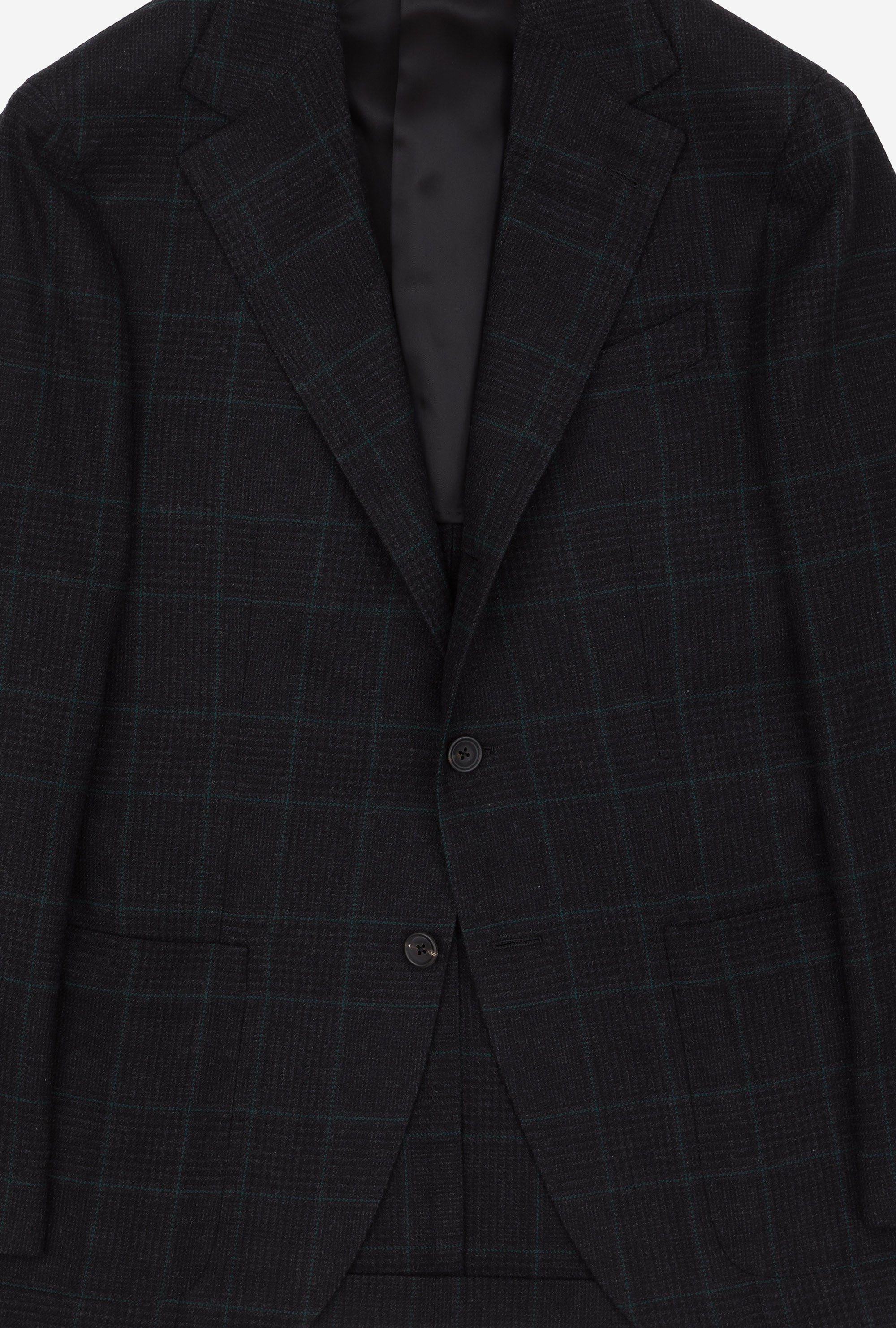 Sport Jacket Wool Charcoal Glen Plaid Emerald Overcheck