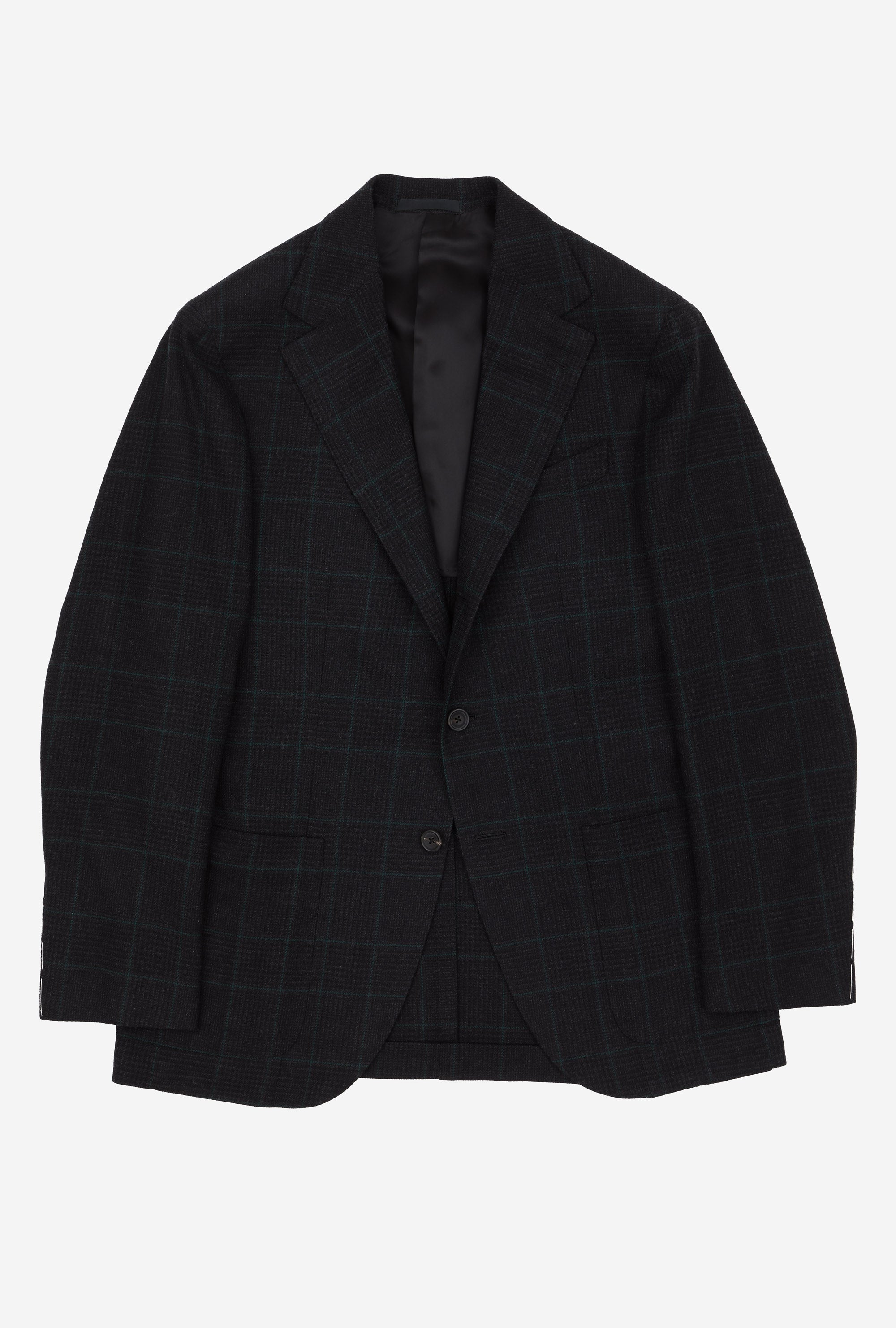 Sport Jacket Wool Charcoal Glen Plaid Emerald Overcheck