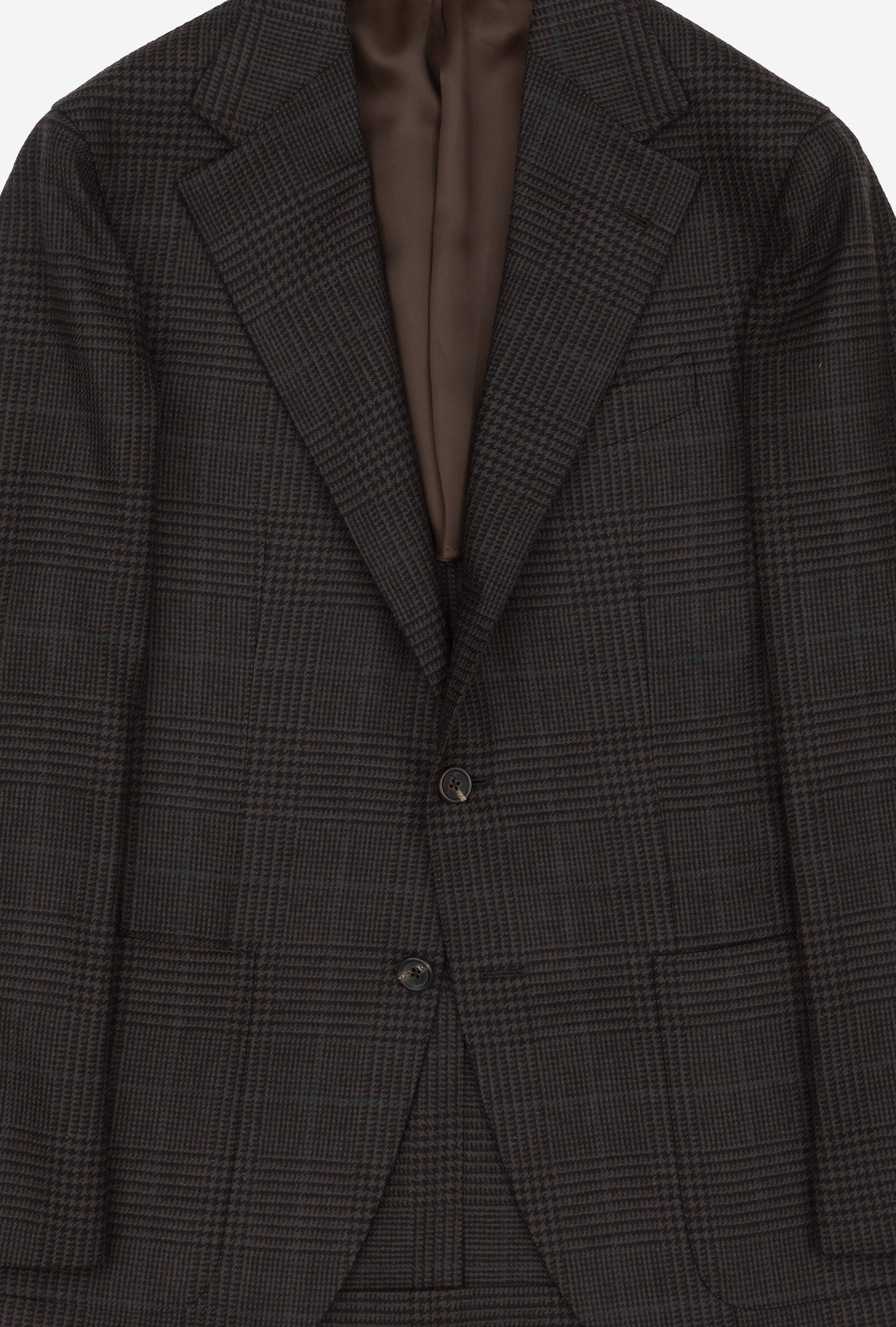 Sport Jacket Wool Brown Glen Plaid Emerald Overcheck