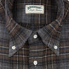 Button Down Sport Shirt Wool Brown Grey Blue Check