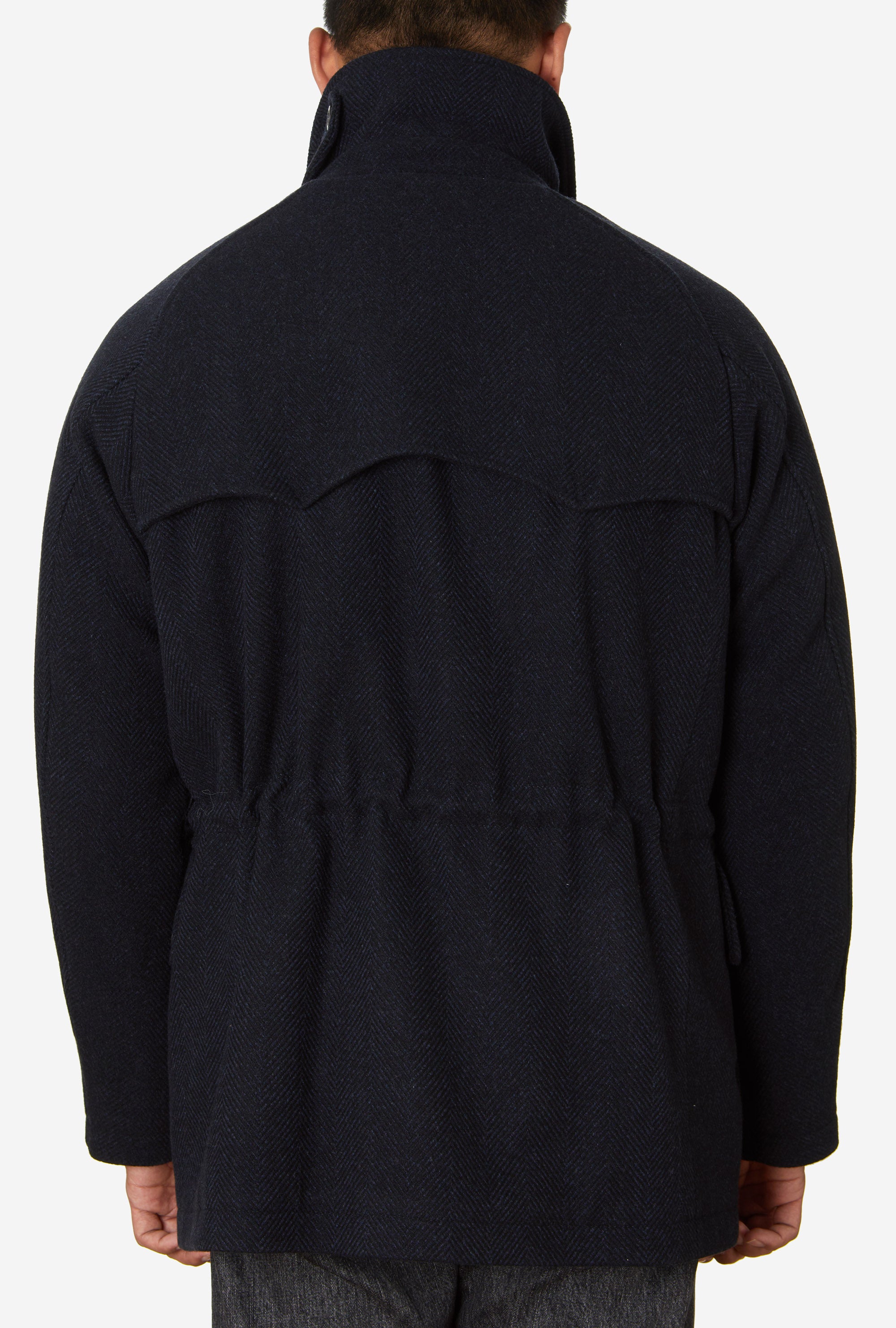 Country Coat Wool-Cashmere Navy Herringbone