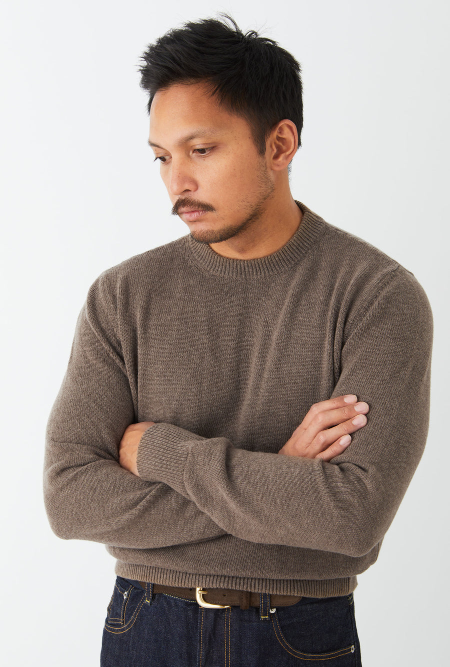 Crewneck Lambswool Shetland Blend Brown