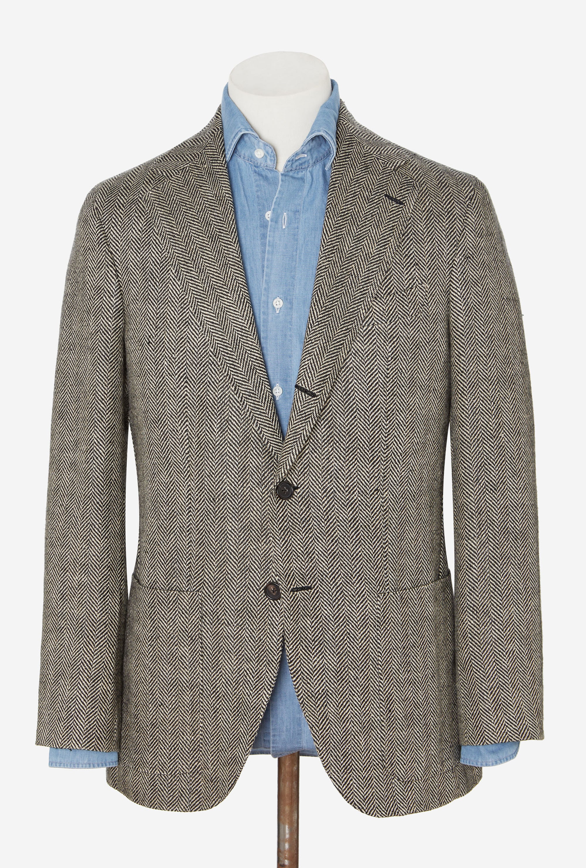 Sport Jacket Single Breasted Black Ecru Herringbone