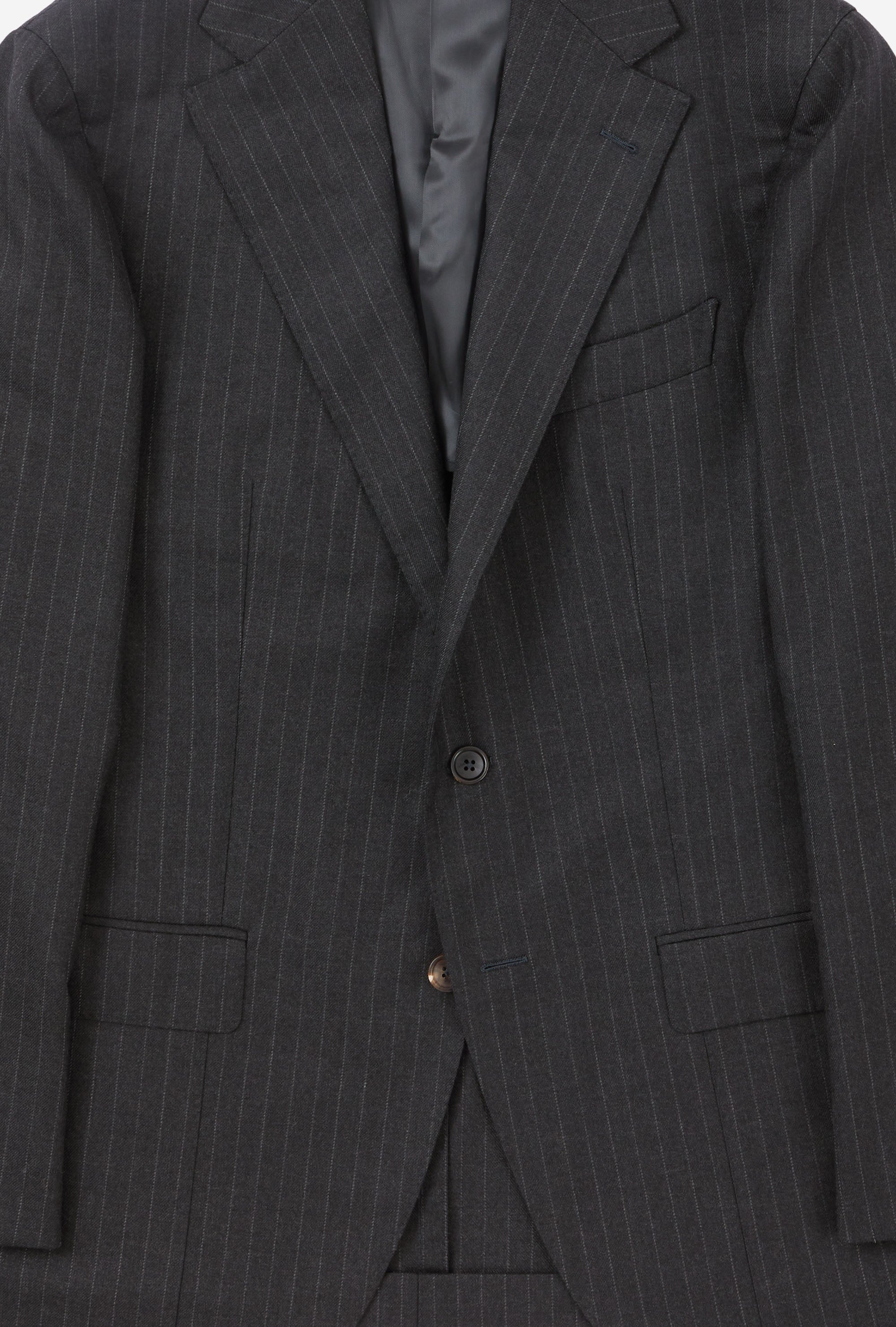 Suit Single Breasted Charcoal Chalk Stripe Wool